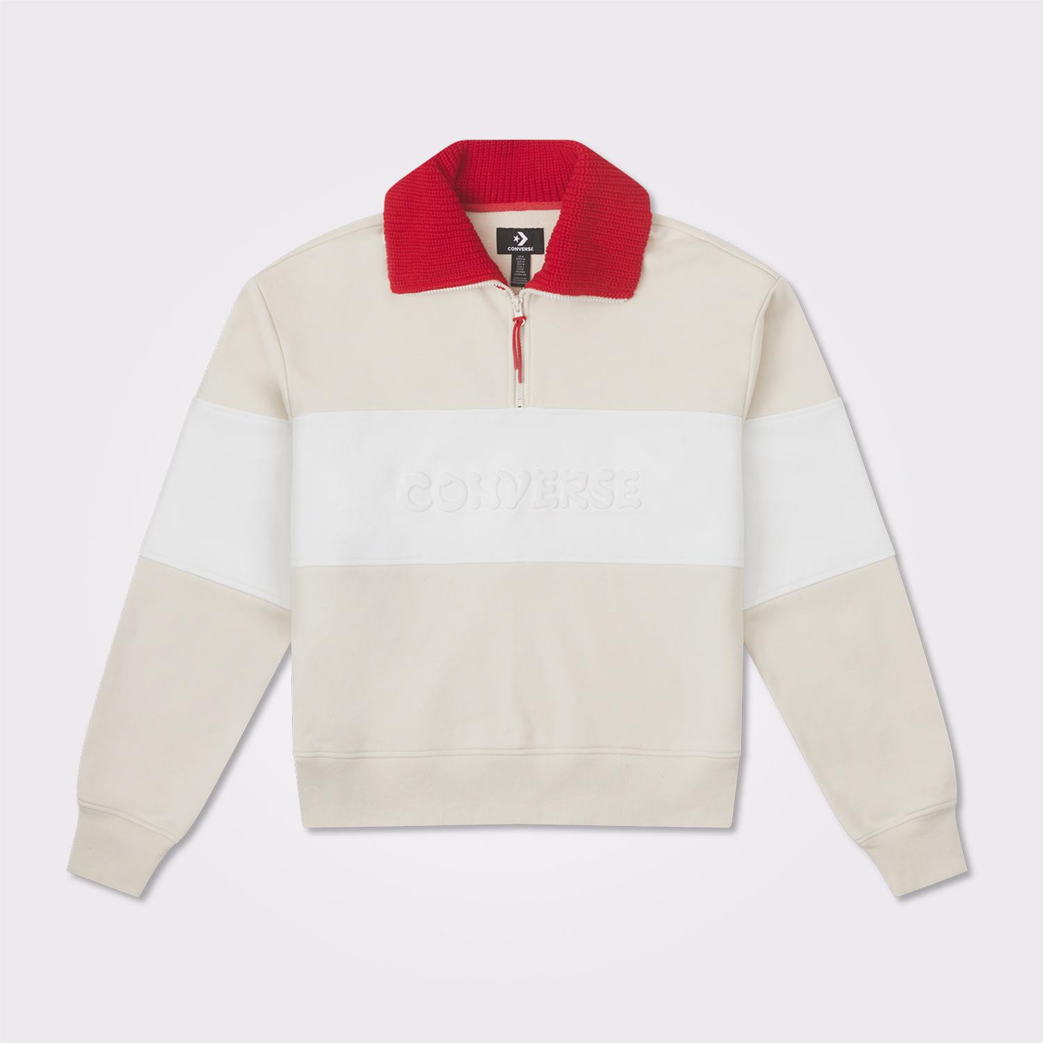 Converse Lunar New Year Half-Zip Crew Kadın Beyaz Sweatshirt