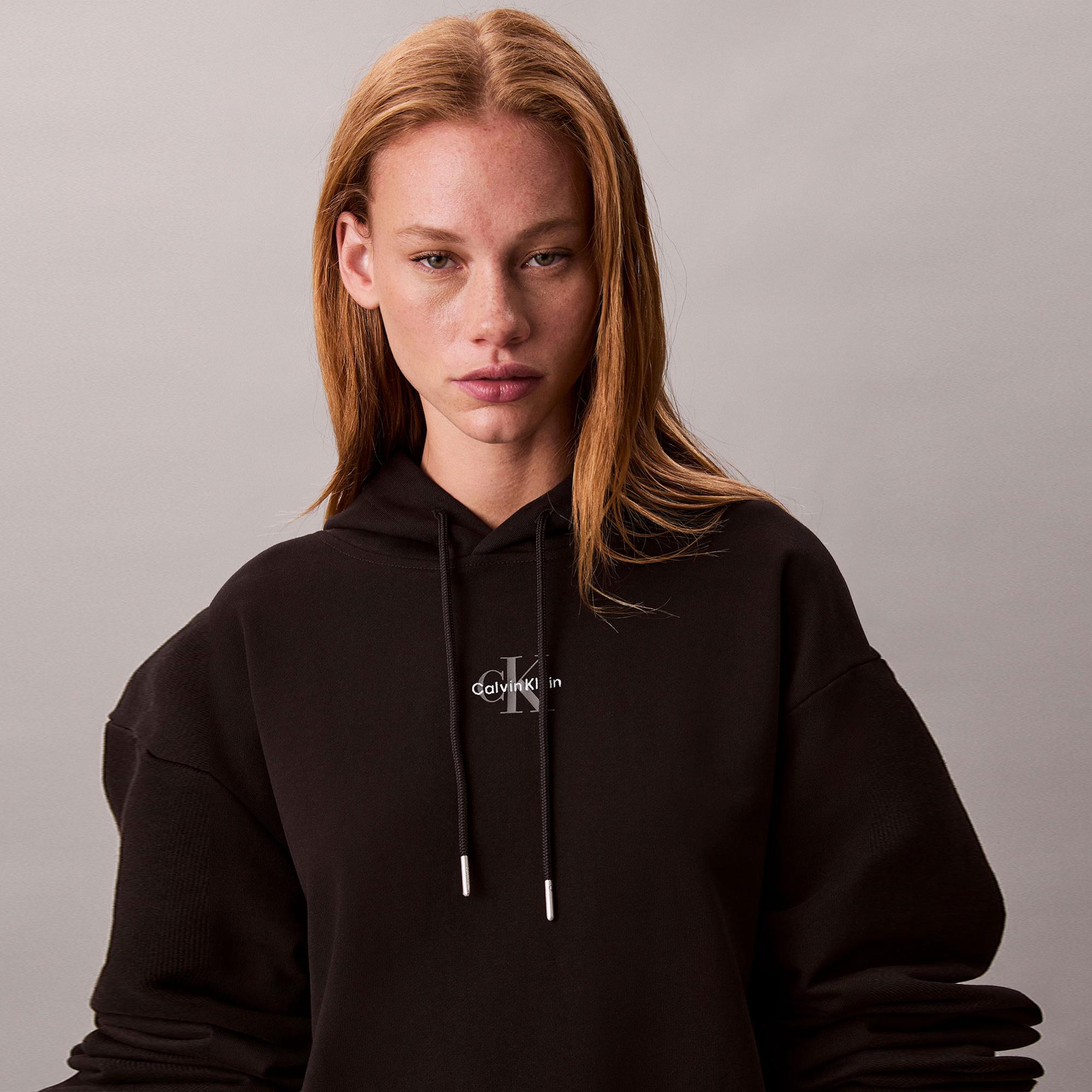 Calvin Klein Monologo Premium Terry Kadın Siyah Elbise