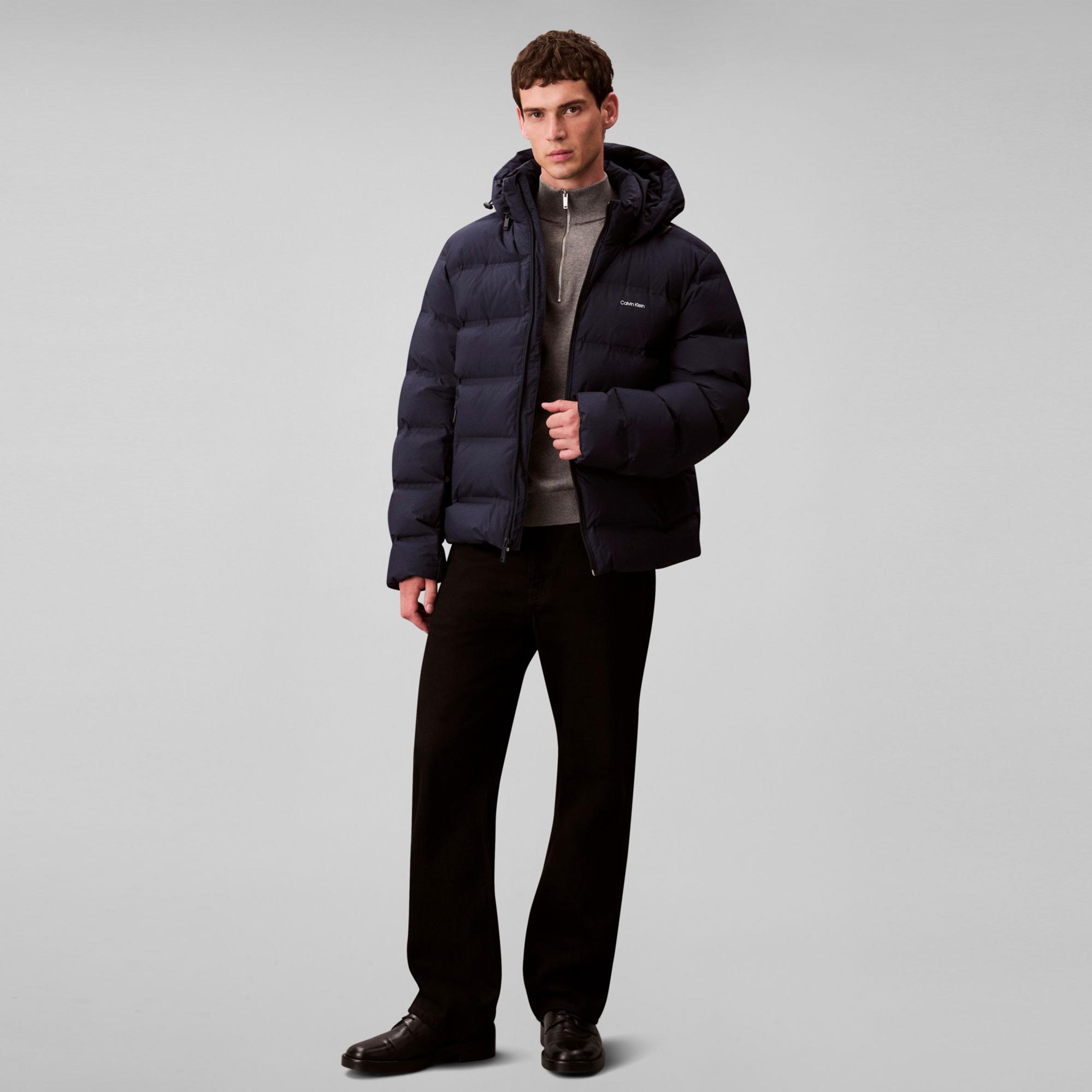 Calvin Klein Quilted Bonded Channel Erkek Mavi Ceket