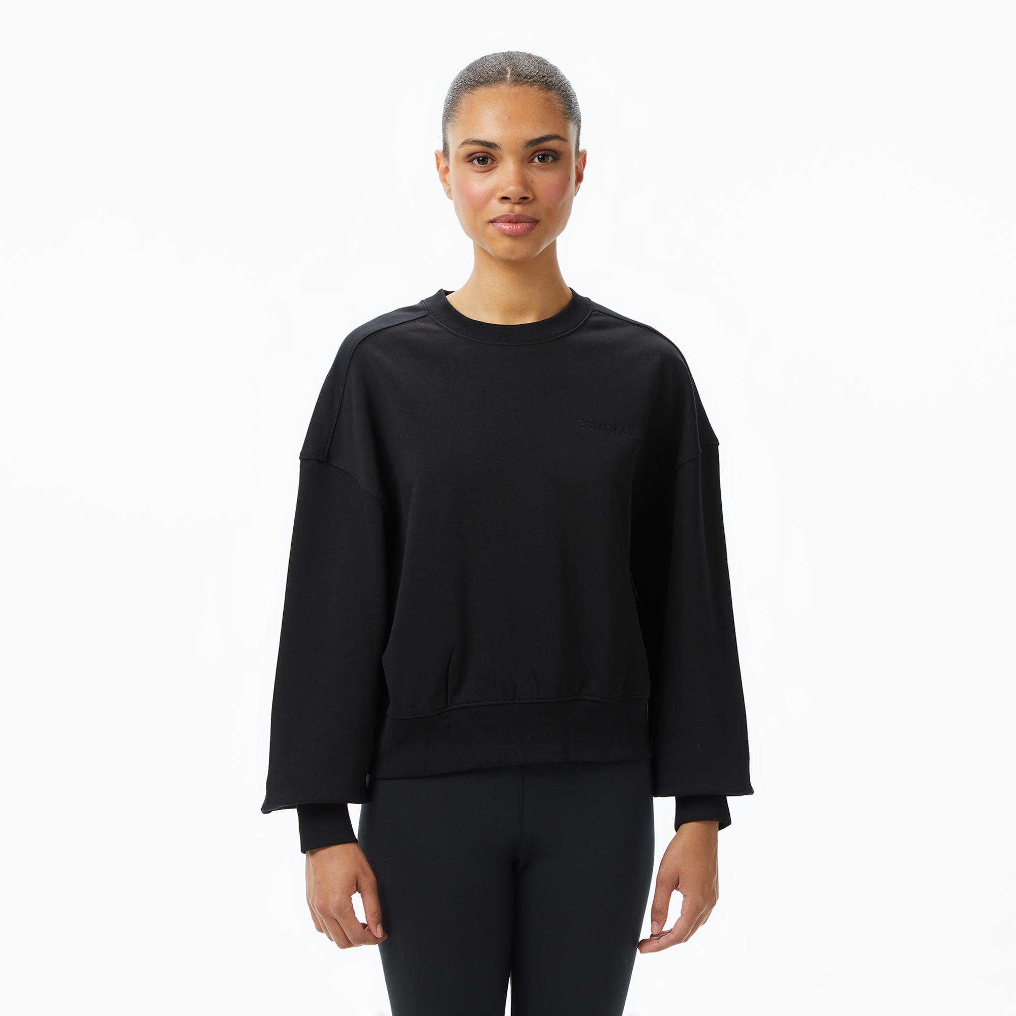 Calvin Klein Logo French Terry Kadın Siyah Sweatshirt