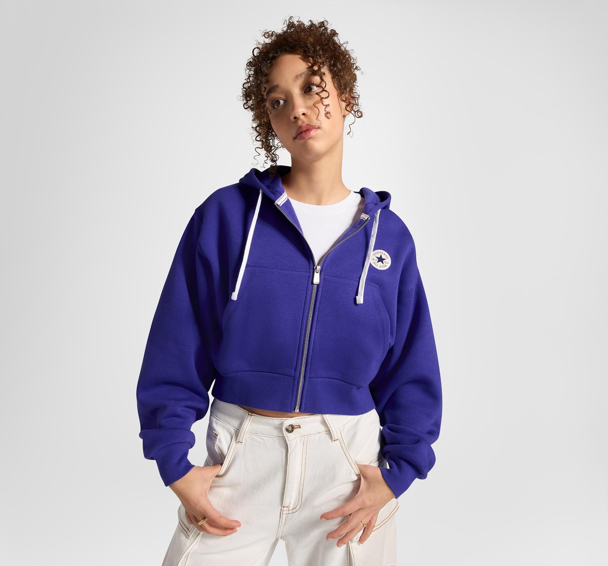 Converse Kadın Mavi Fermuarlı Hoodie