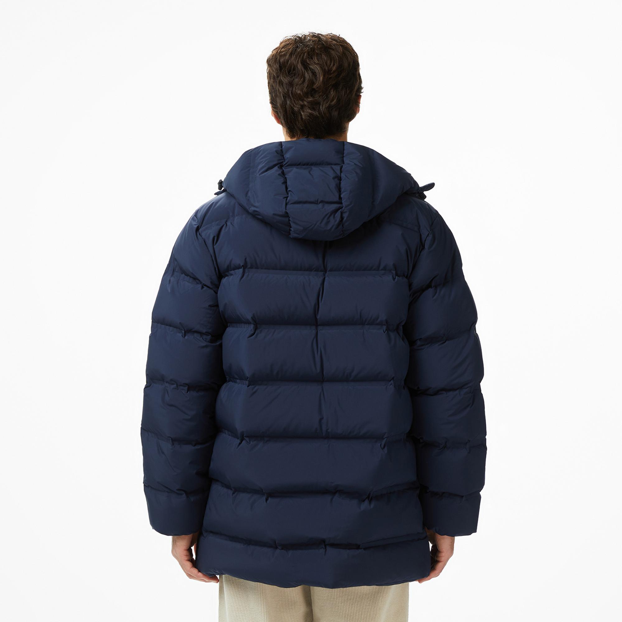 Calvin Klein Bonded Long Hooded Erkek Mavi Puffer Mont