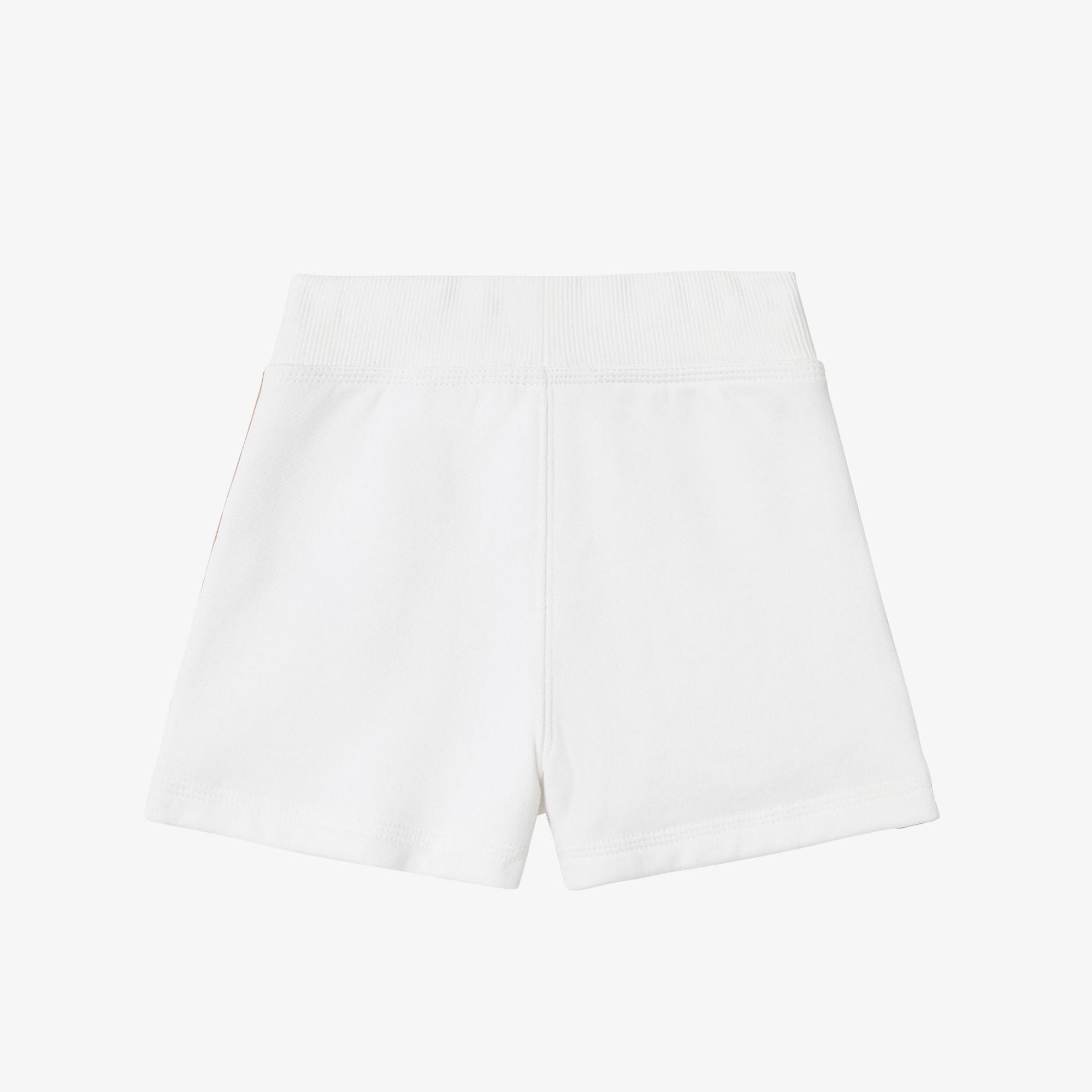 Burberry Caterina Check Trim Cotton Çocuk Beyaz Şort