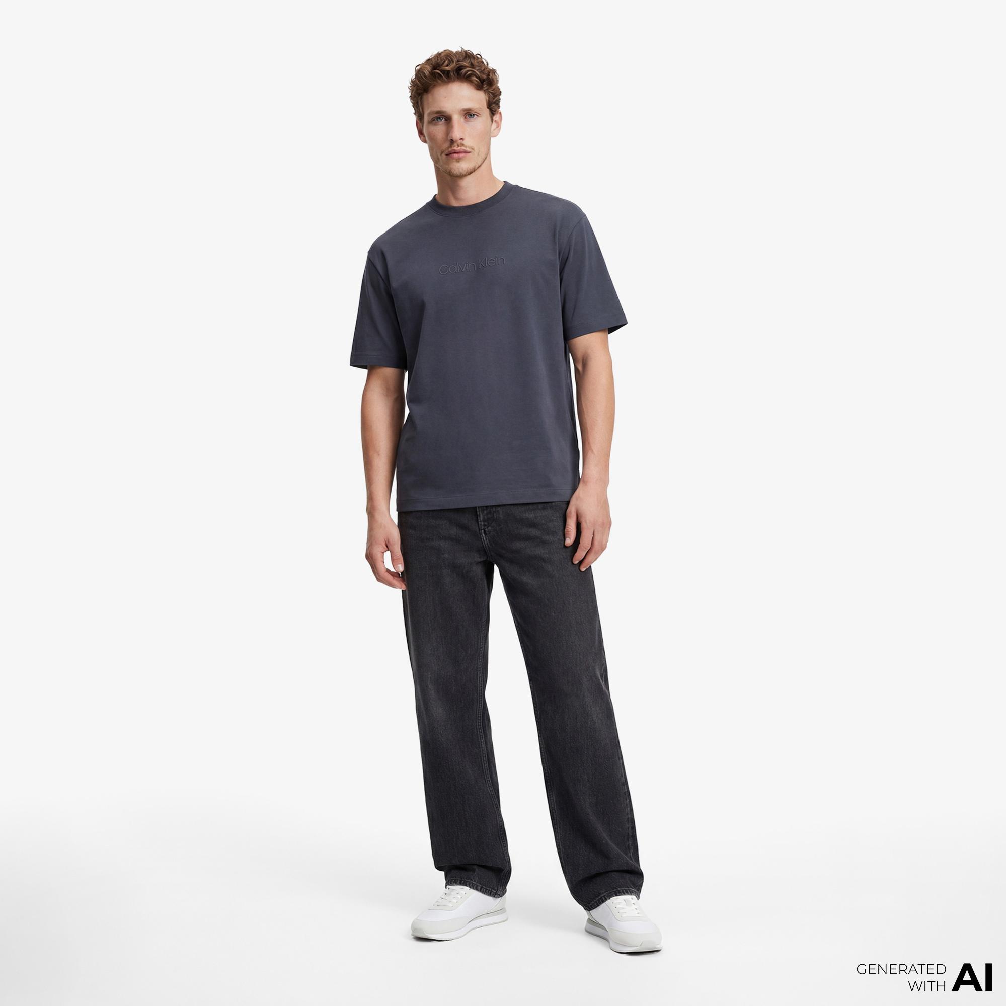 Calvin Klein Releaxed Standard Logo Crewnk Erkek Lacivert T-Shirt
