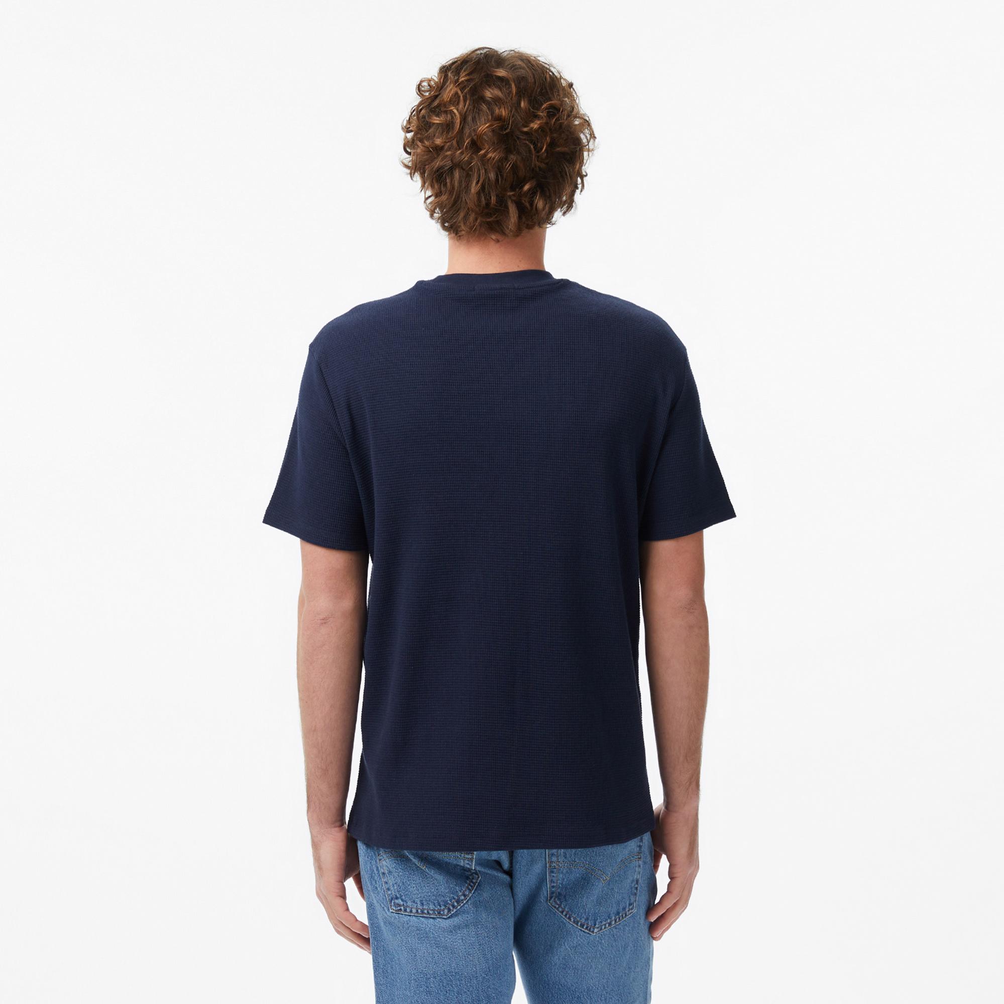 Calvin Klein Waffle Badge Crewnk Erkek Mavi T-Shirt