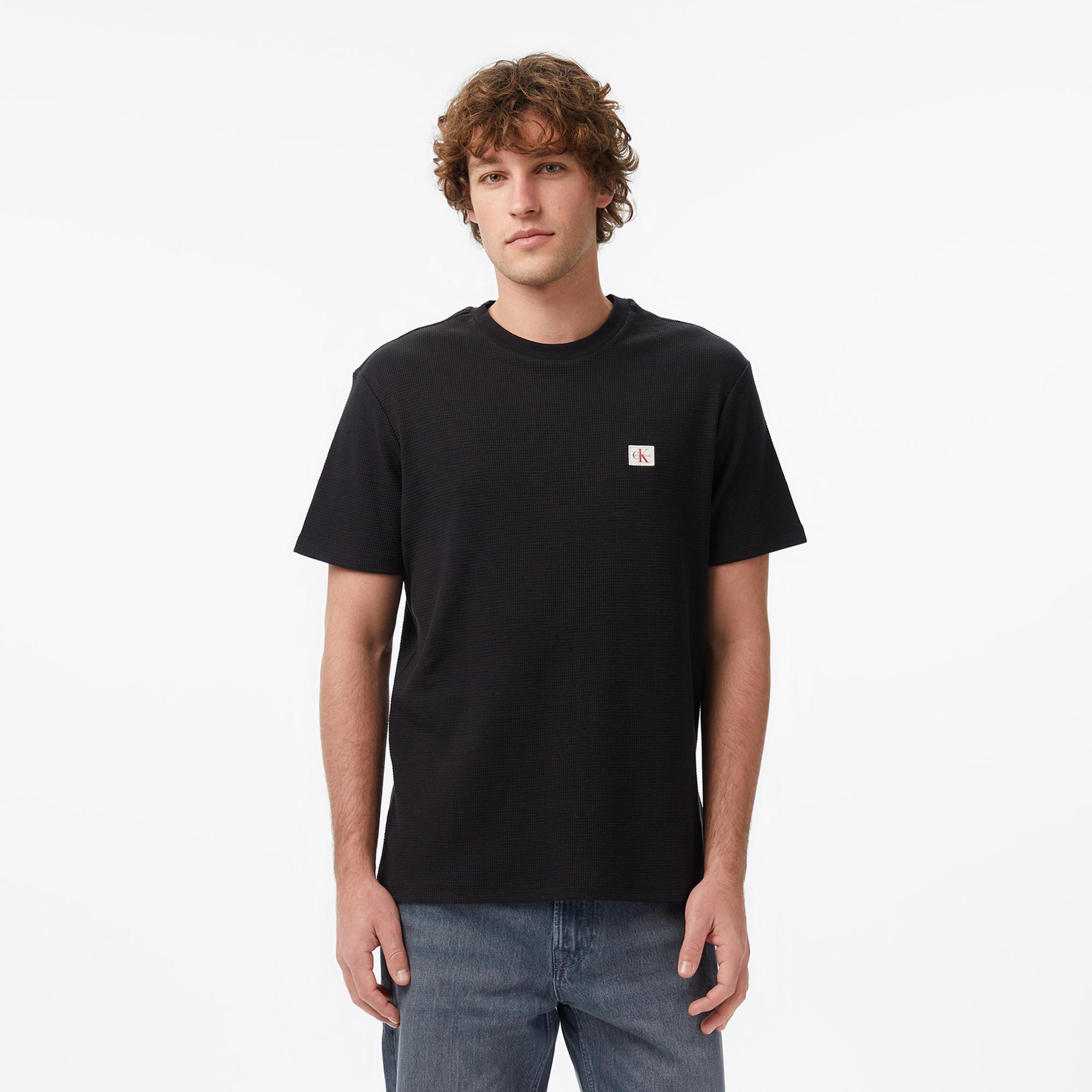 Calvin Klein Waffle Badge Crewnk Erkek Siyah T-Shirt