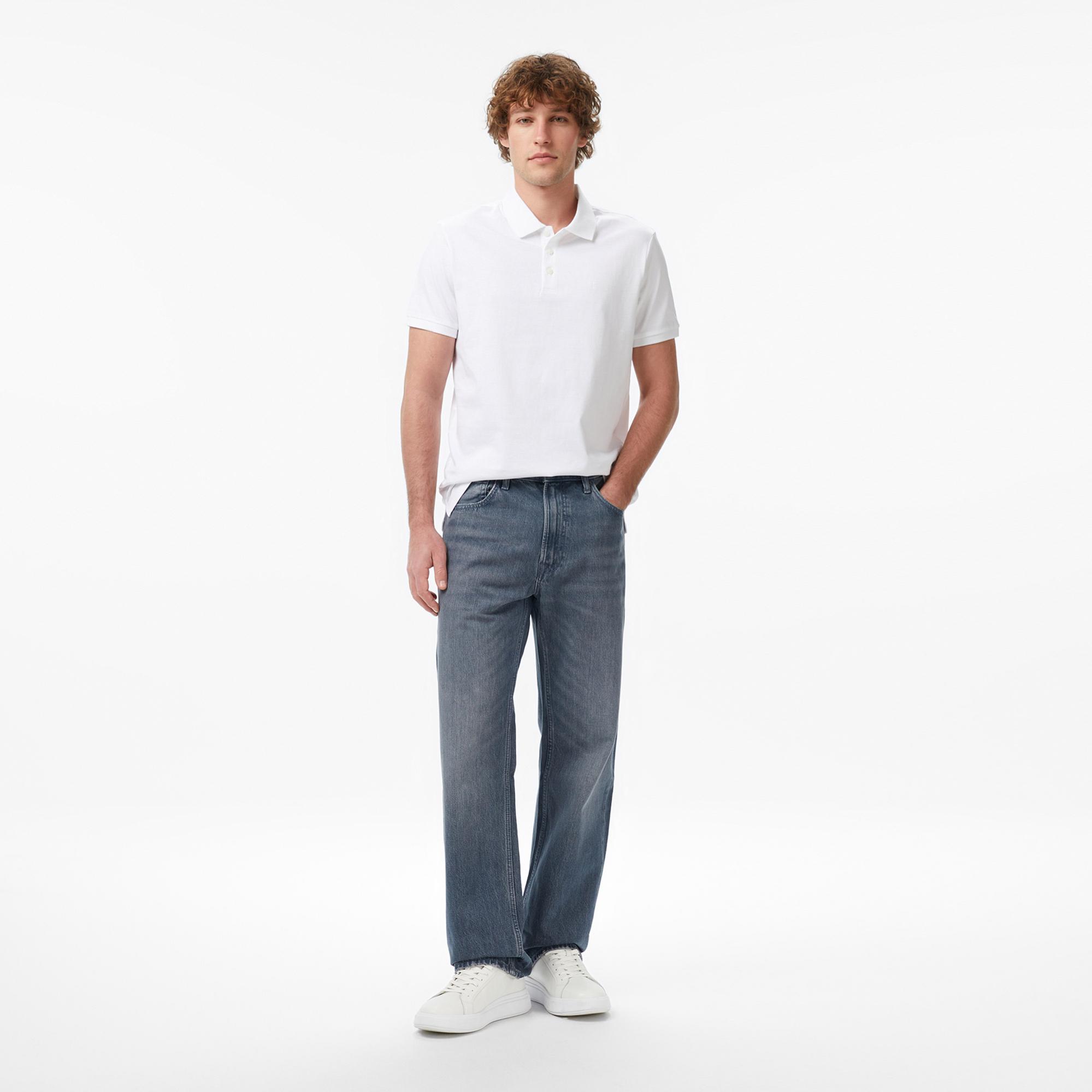 Calvin Klein Classic Monogram Erkek Beyaz Polo