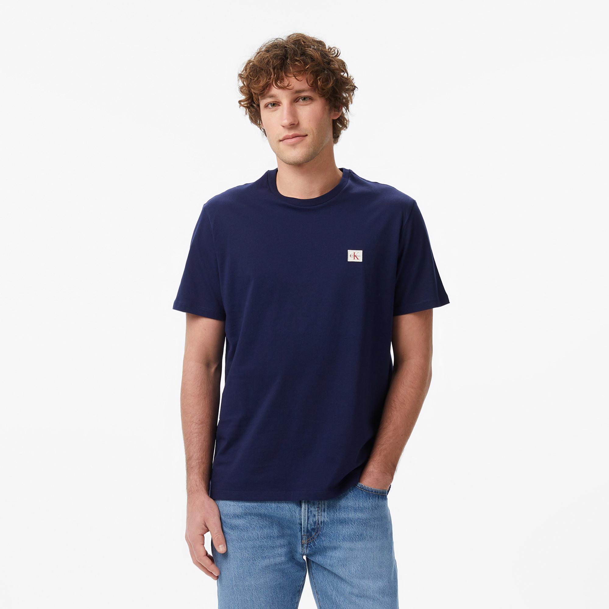 Calvin Klein Badge 30S Jersey Classic Erkek Mavi T-Shirt