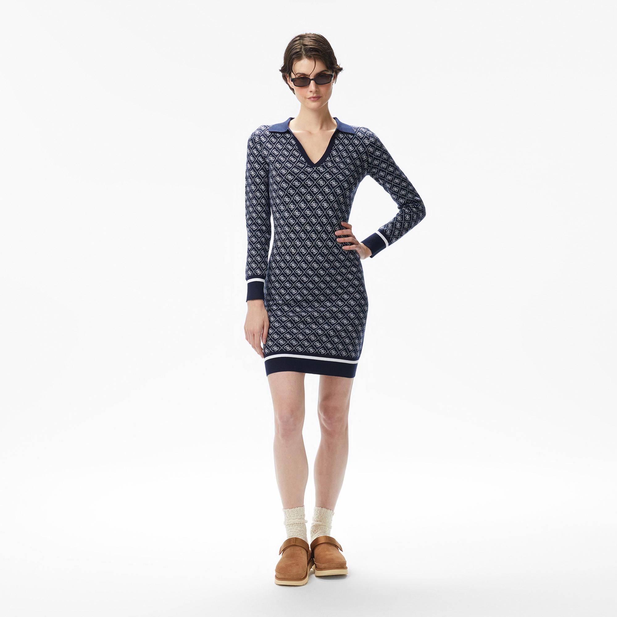 Guess Aubrey Yün Karışımlı Kadın Lacivert Elbise