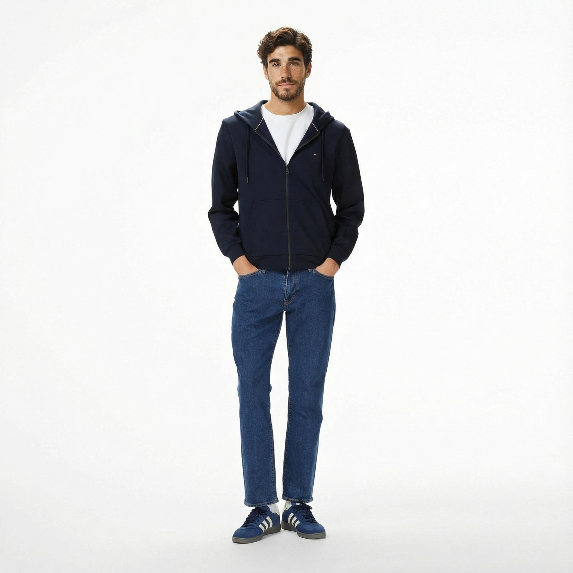 Tommy Hilfiger Essential İntechno Through Erkek Lacivert Kapüşonlu Ceket