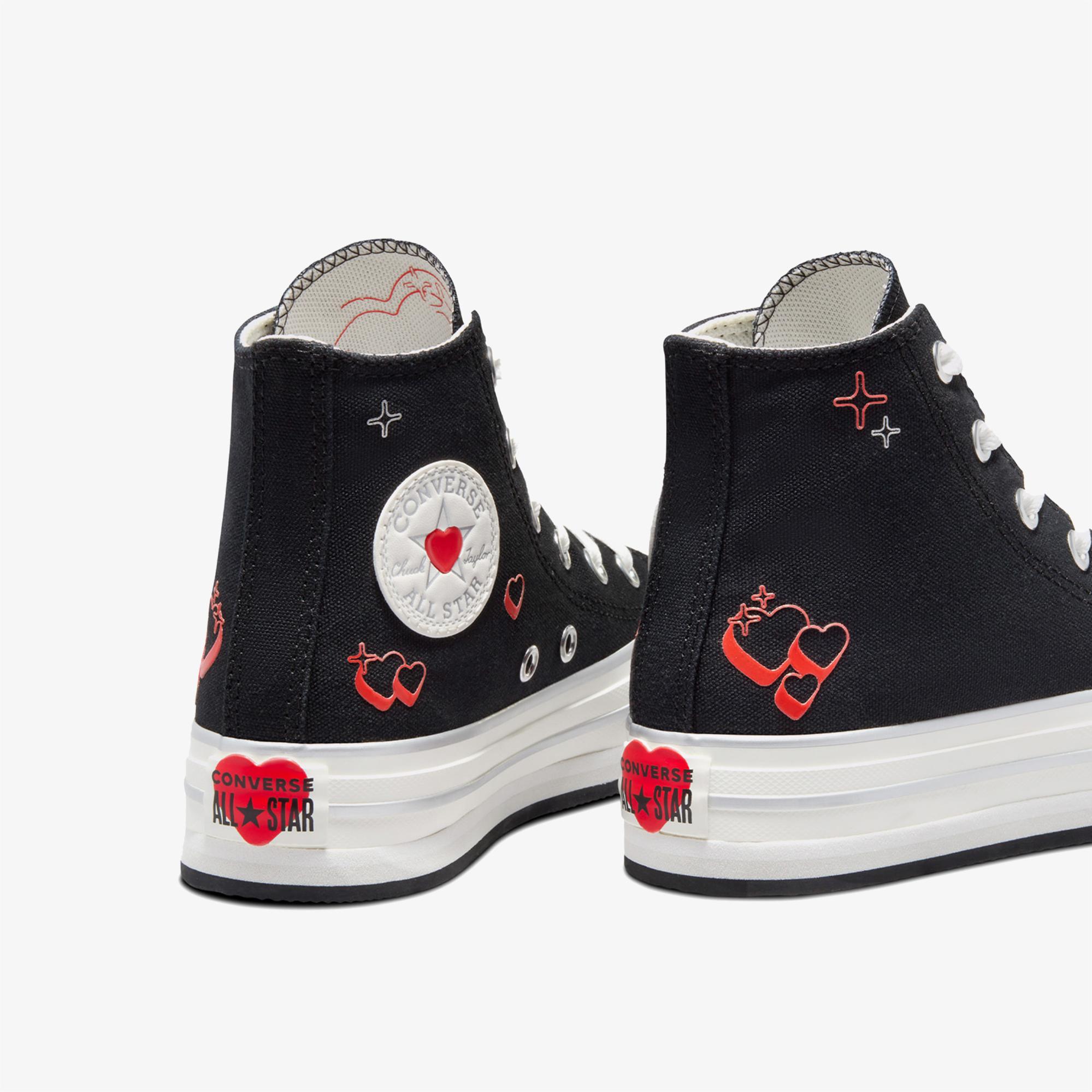 Converse Chuck Taylor All Star Eva Lift Y2K Heart Çocuk Siyah Platform Sneaker