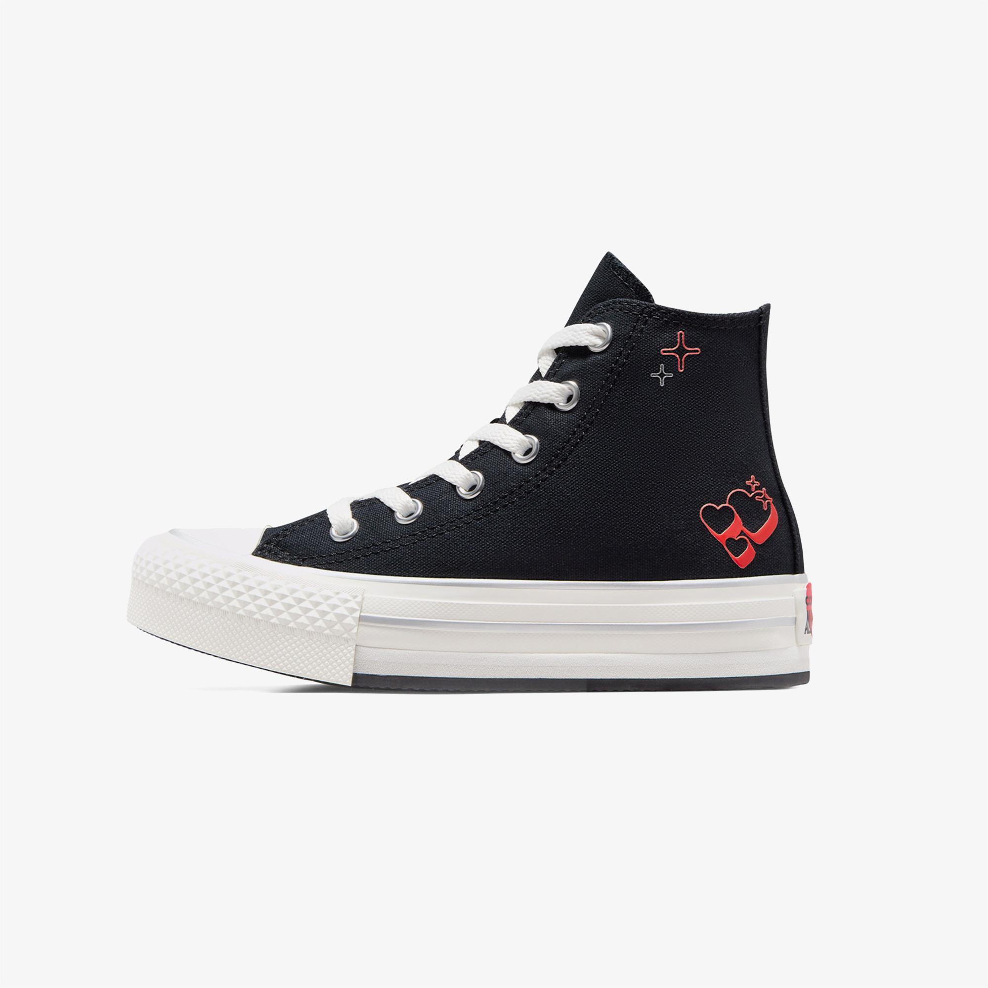 Converse Chuck Taylor All Star Eva Lift Y2K Heart Çocuk Siyah Platform Sneaker