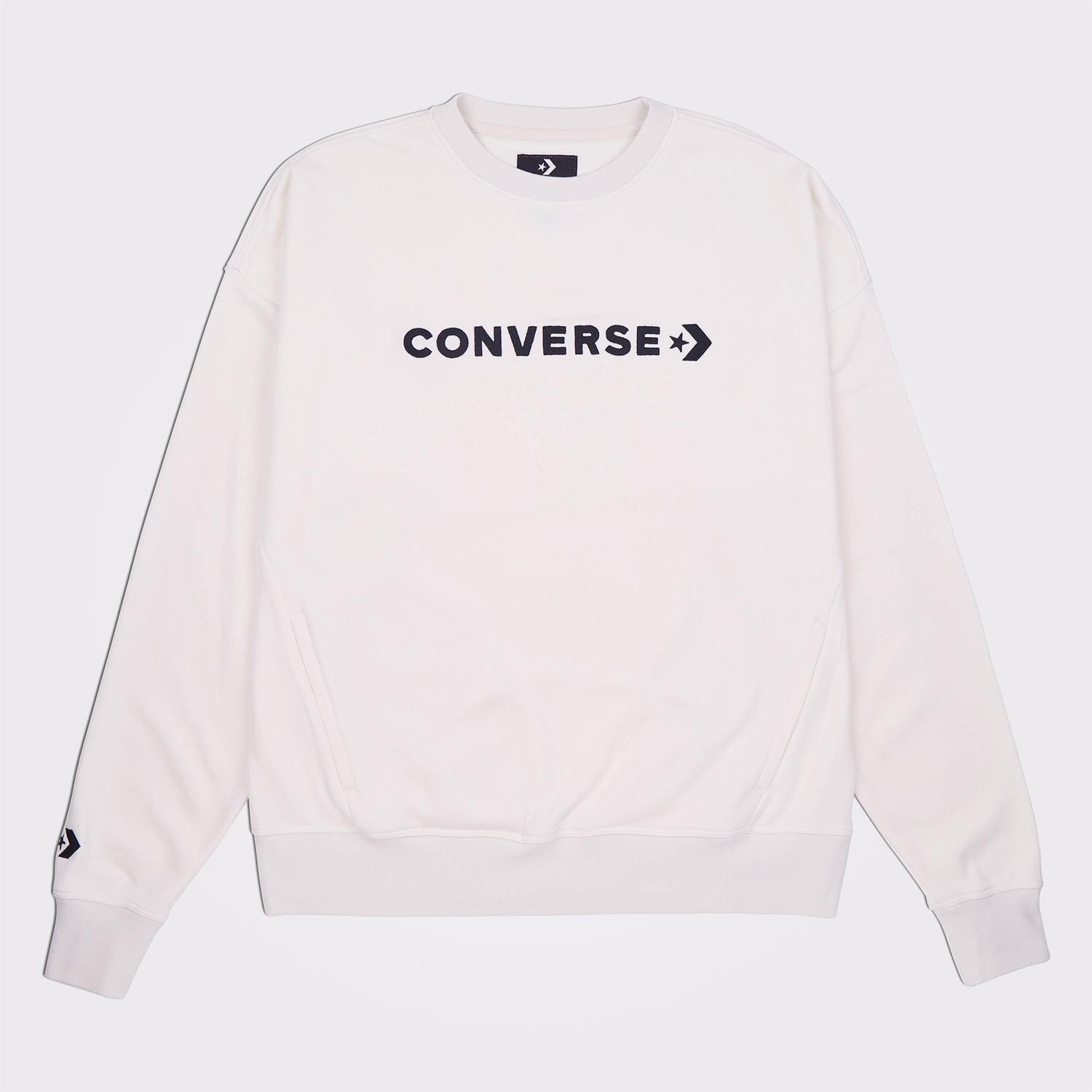 Converse Wordmark Boyfriend Crew Kadın Beyaz Sweatshirt
