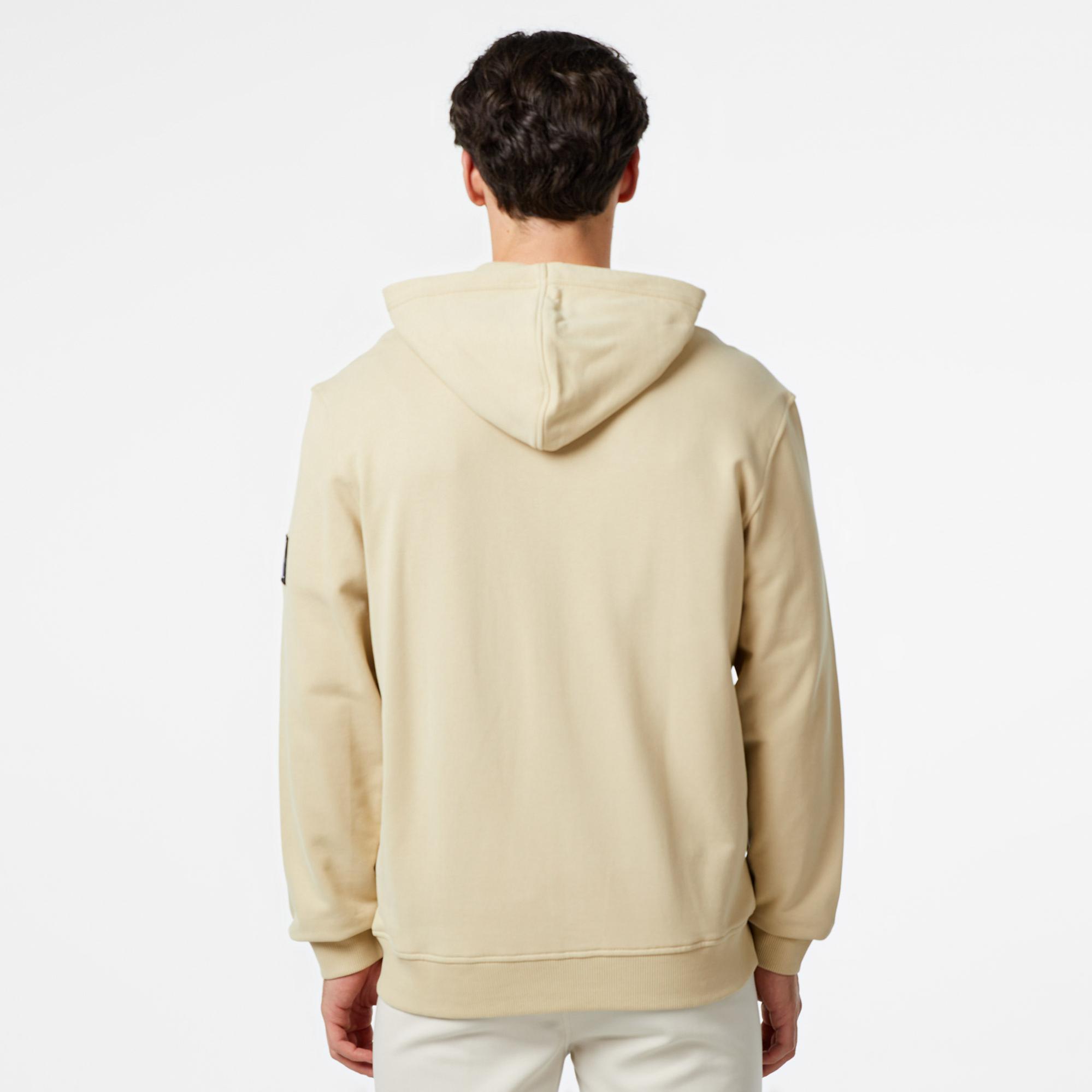 Calvin Klein Jeans Badge Zip Through Erkek Bej Hoodie