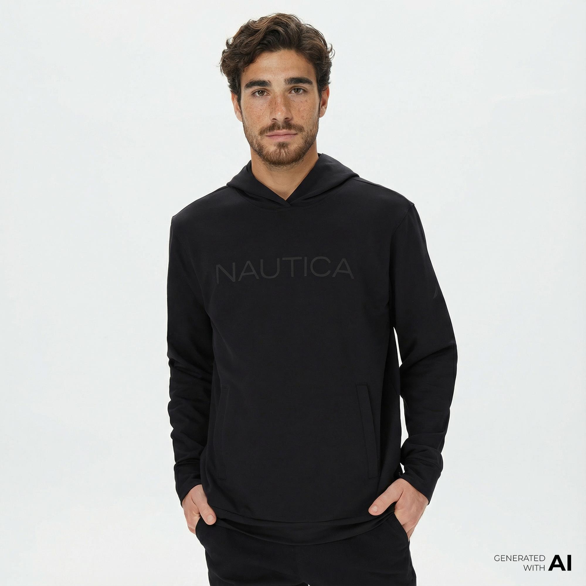 Nautica Erkek Siyah Standart Fit Sweatshirt