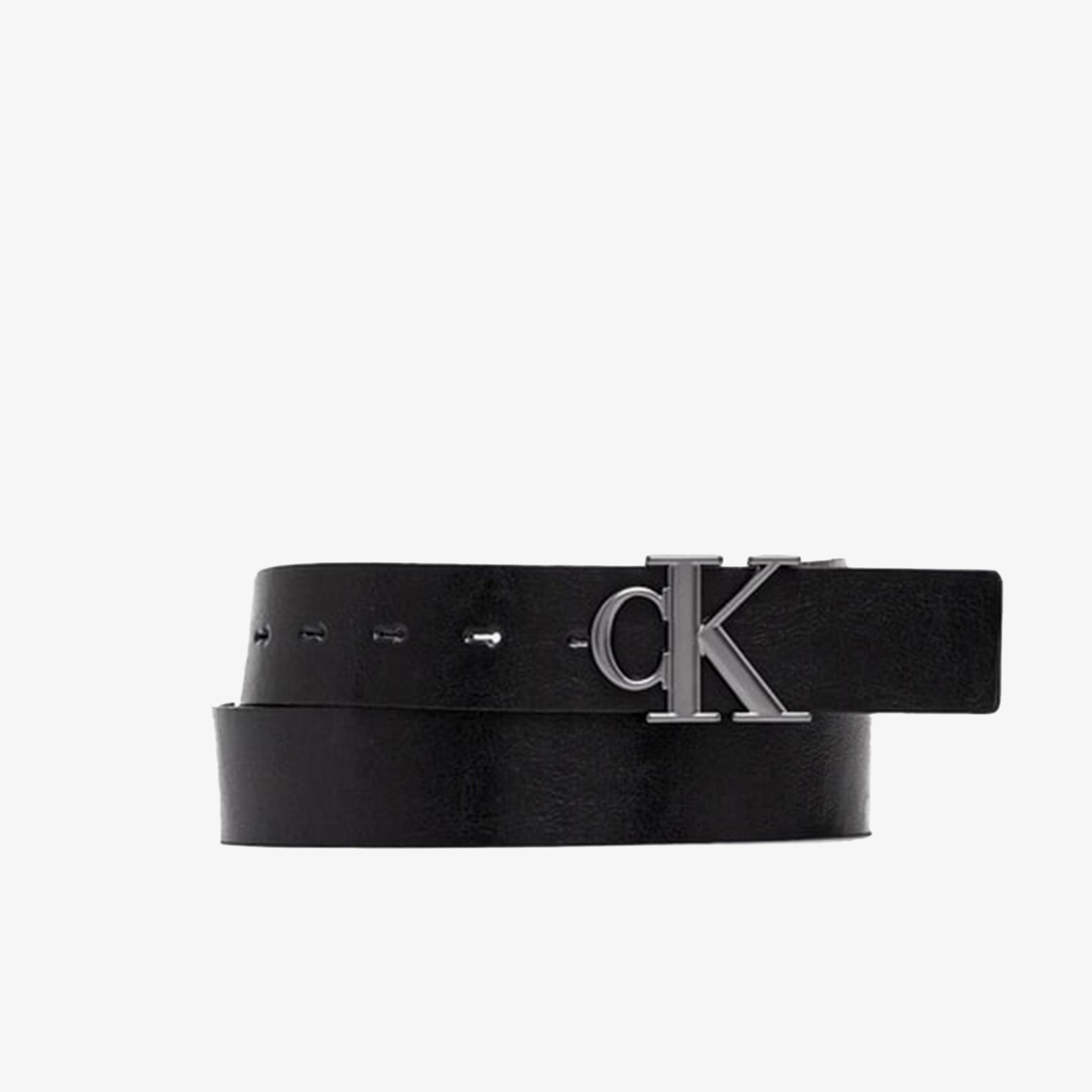 Calvin Klein Monogram Plaque Buckle Erkek Siyah Kemer