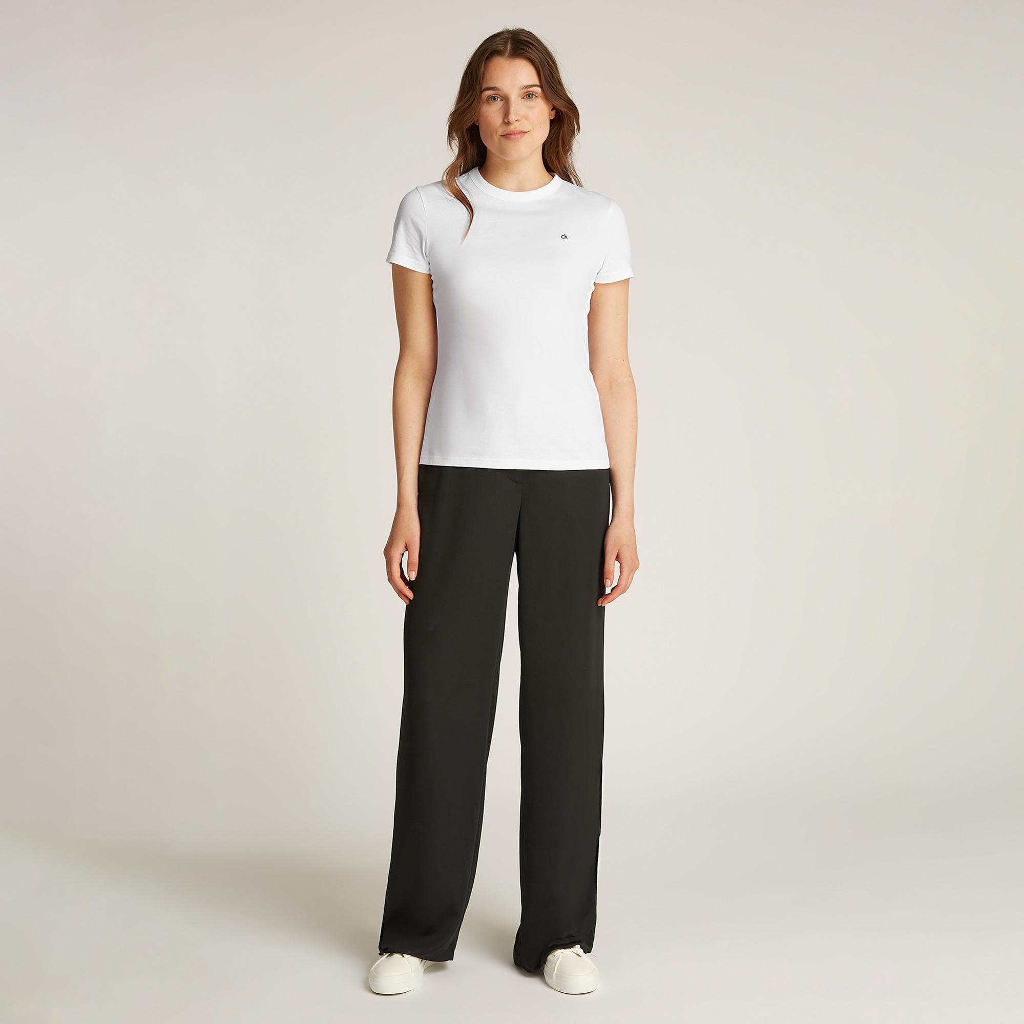 Calvin Klein Graphic Slim Kadın Beyaz T-Shirt