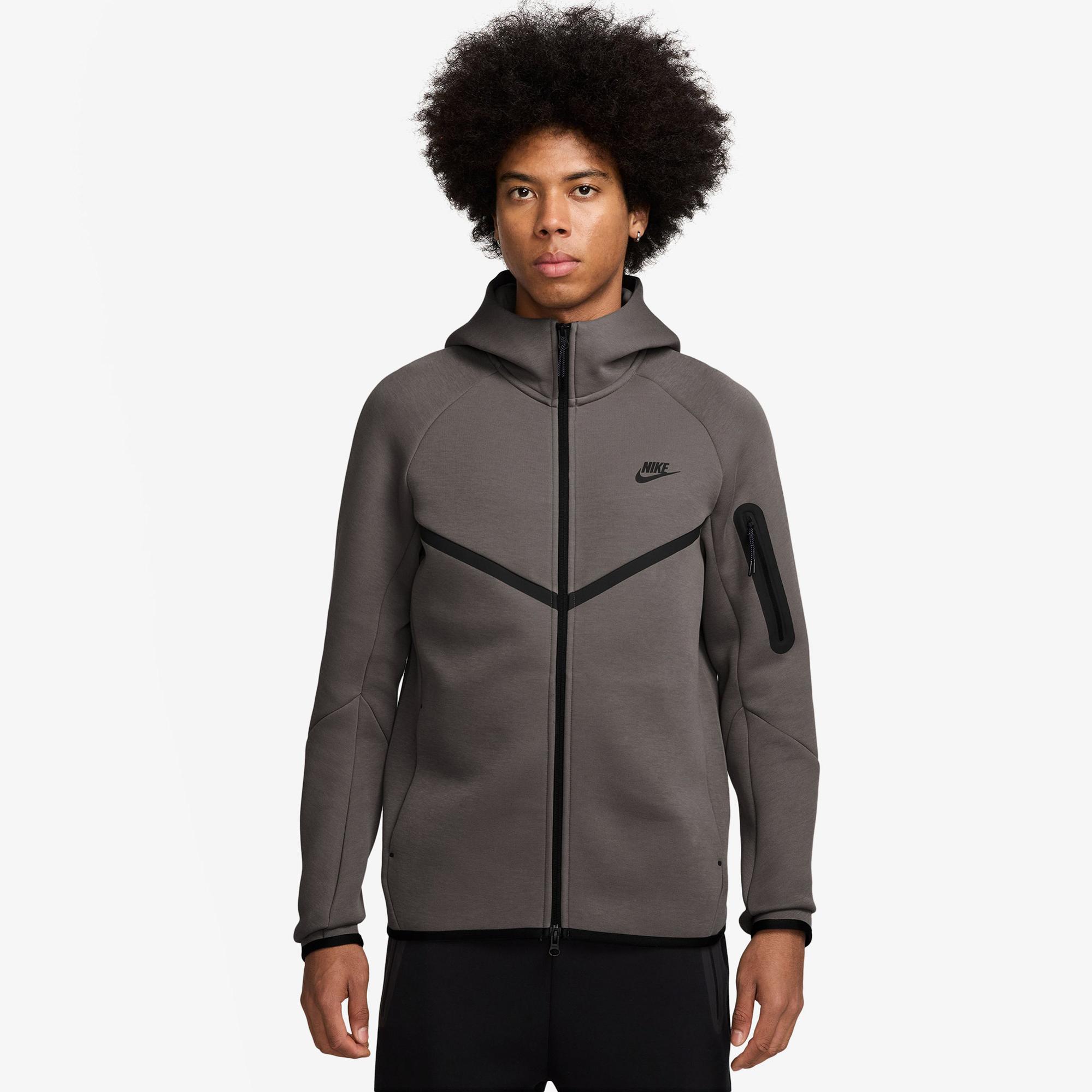 Nike Tech Fleece Erkek Gri Kapüşonlu Hoodie