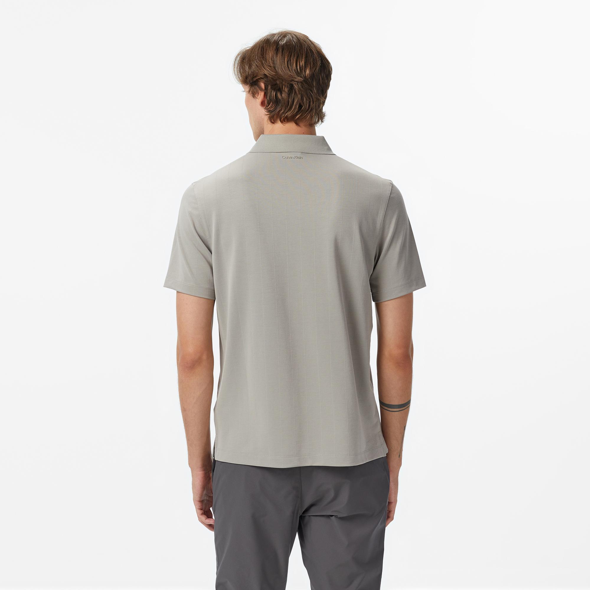 Calvin Klein Stripe Jacquard Erkek Gri Polo