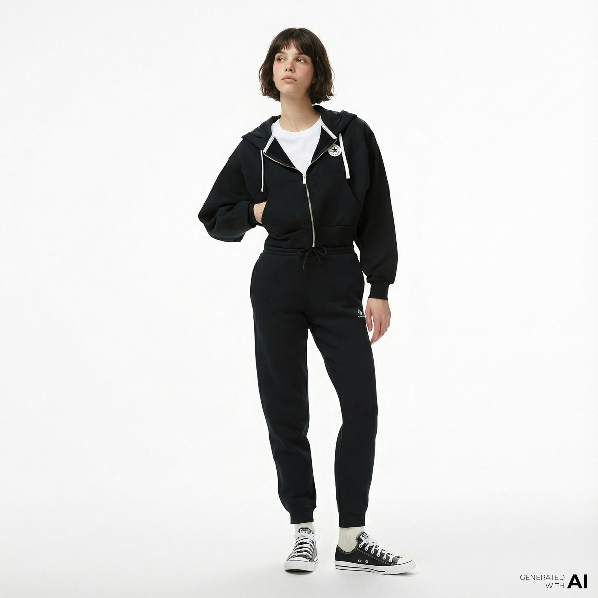 Converse Kadın Siyah Hoodie