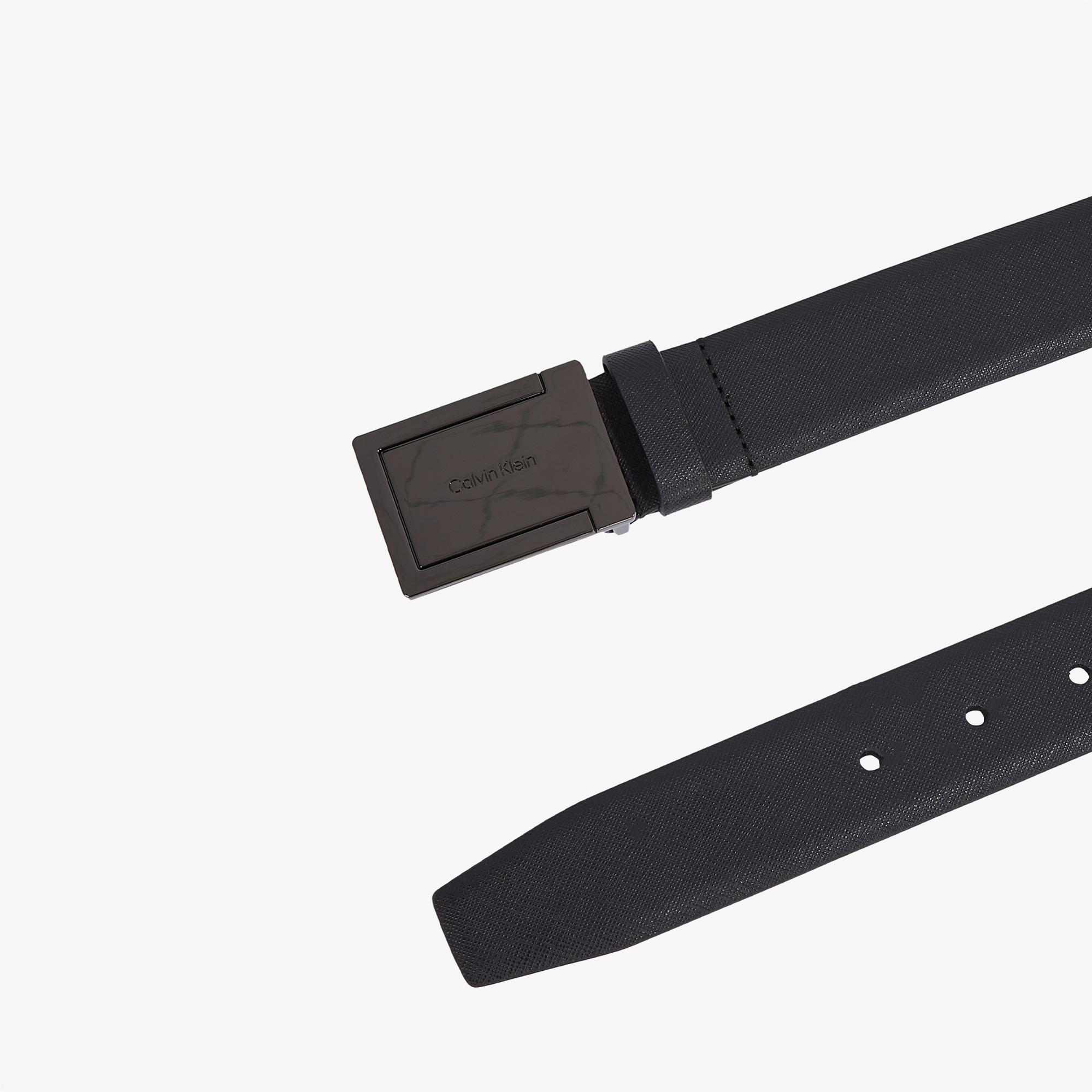 Calvin Klein Formal Plaque Erkek Siyah Kemer