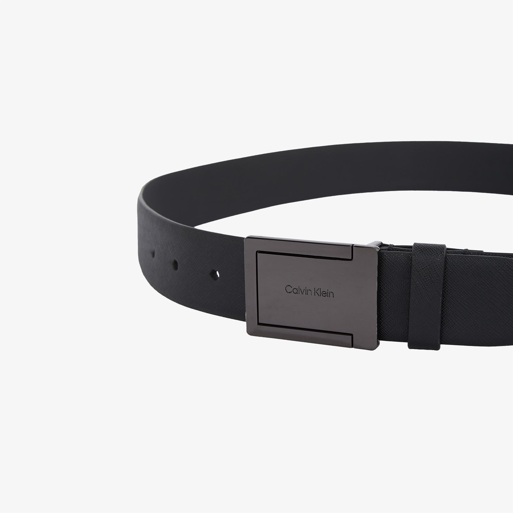 Calvin Klein Formal Plaque Erkek Siyah Kemer