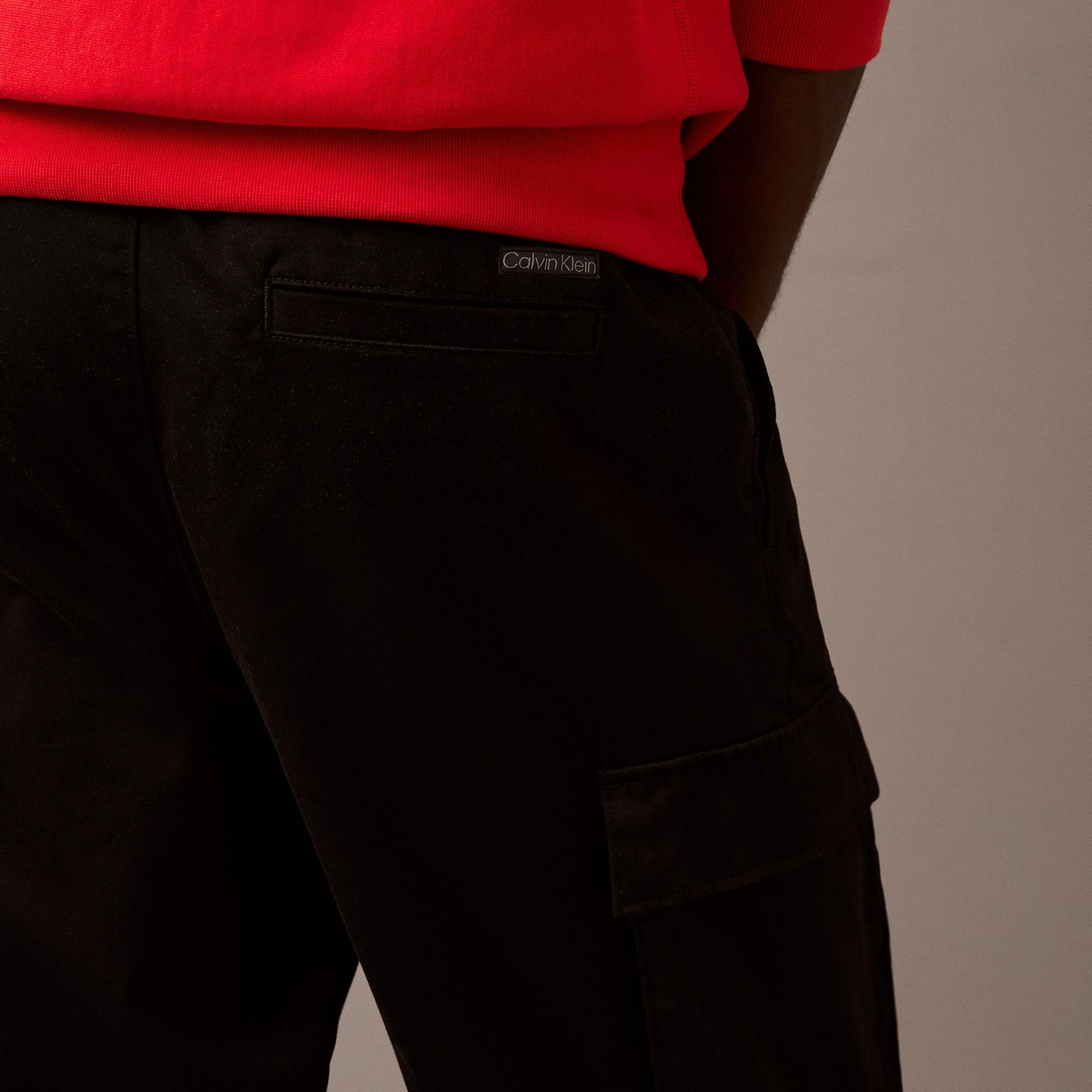 Calvin Klein Cotton Pull On Straight Cargo Erkek Siyah Pantolon