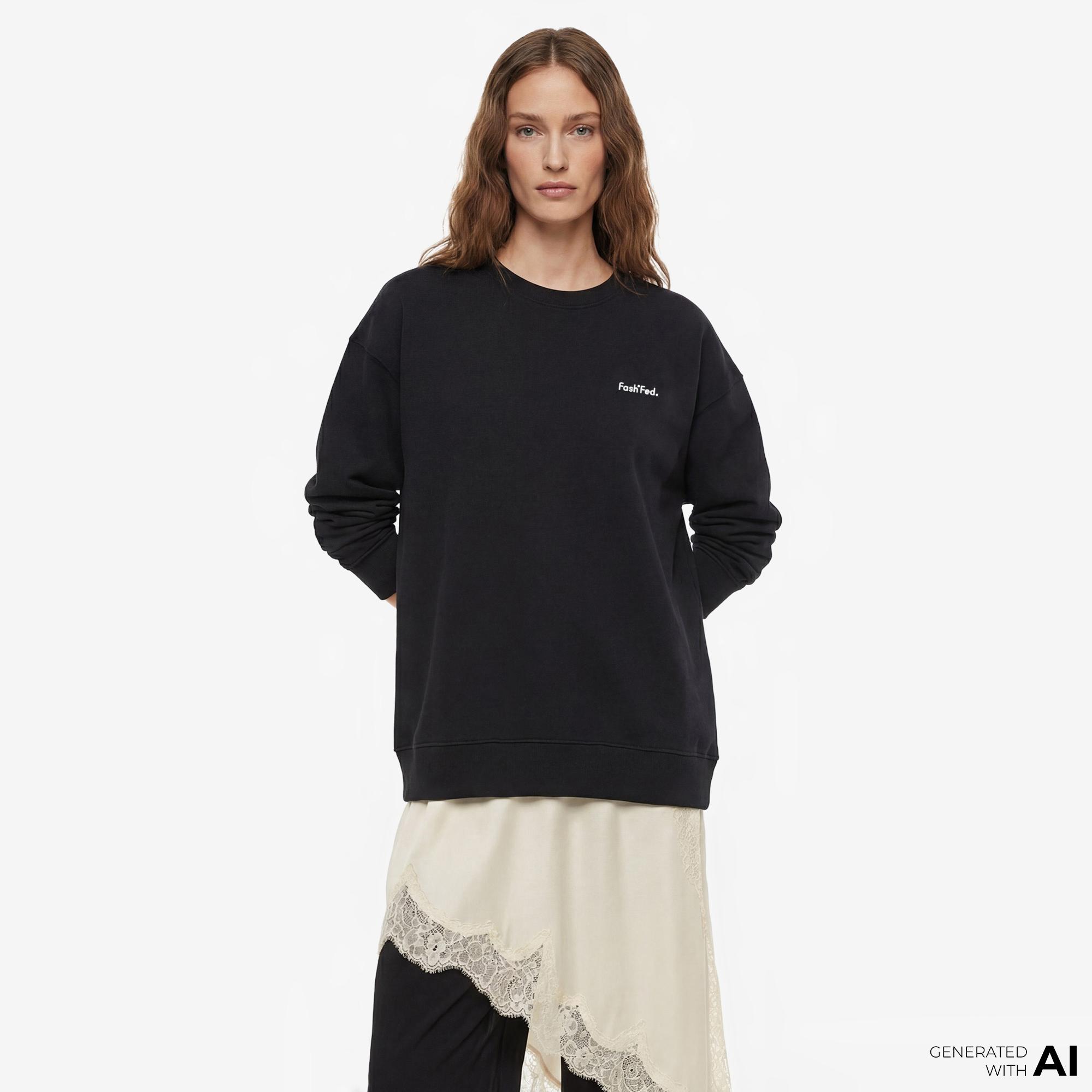FashFed Unisex Siyah Sweatshirt