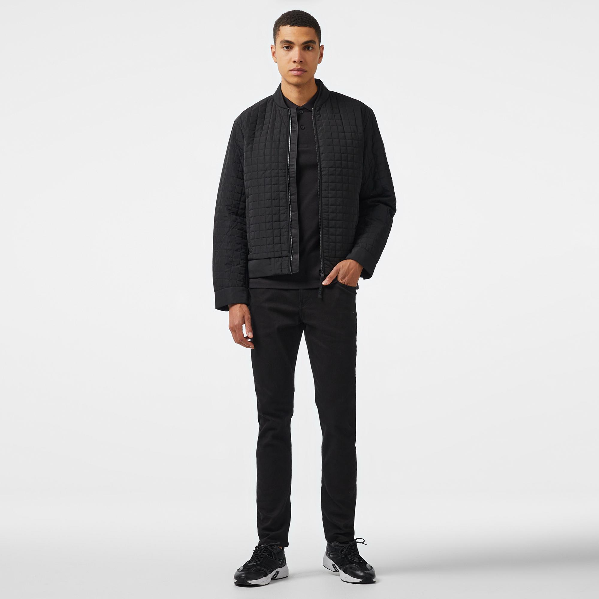 Calvin Klein Grıd Quilt Biker Slw Erkek Siyah Biker Ceket