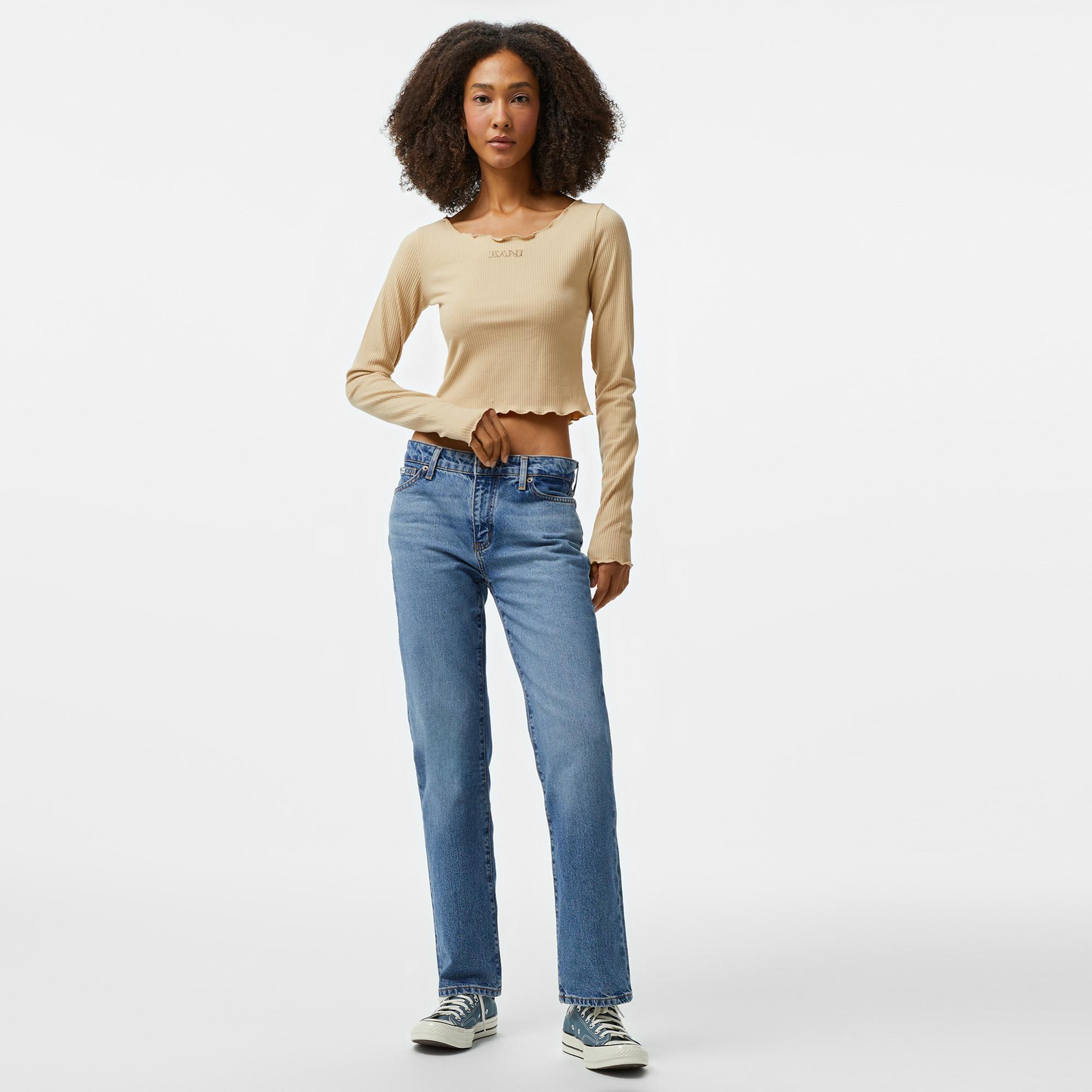 Karl Kani Retro Rib Uzun Kollu Kadın Bej T-Shirt