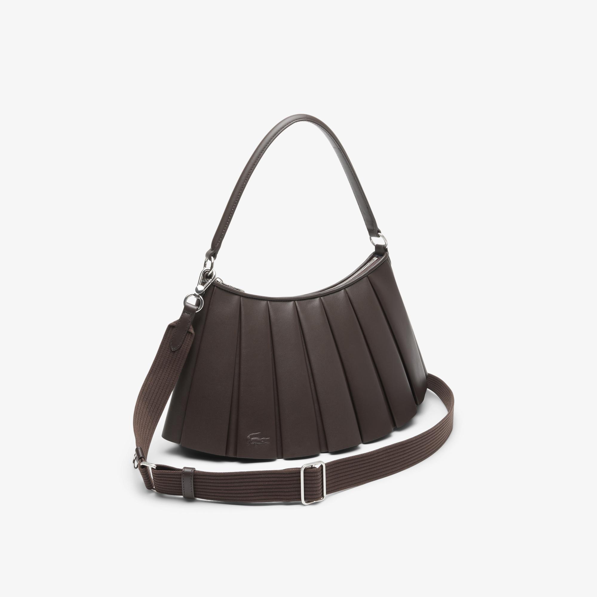 Lacoste Medium Lenglen Kadın Deri Koyu Kahverengi Omuz Çantası