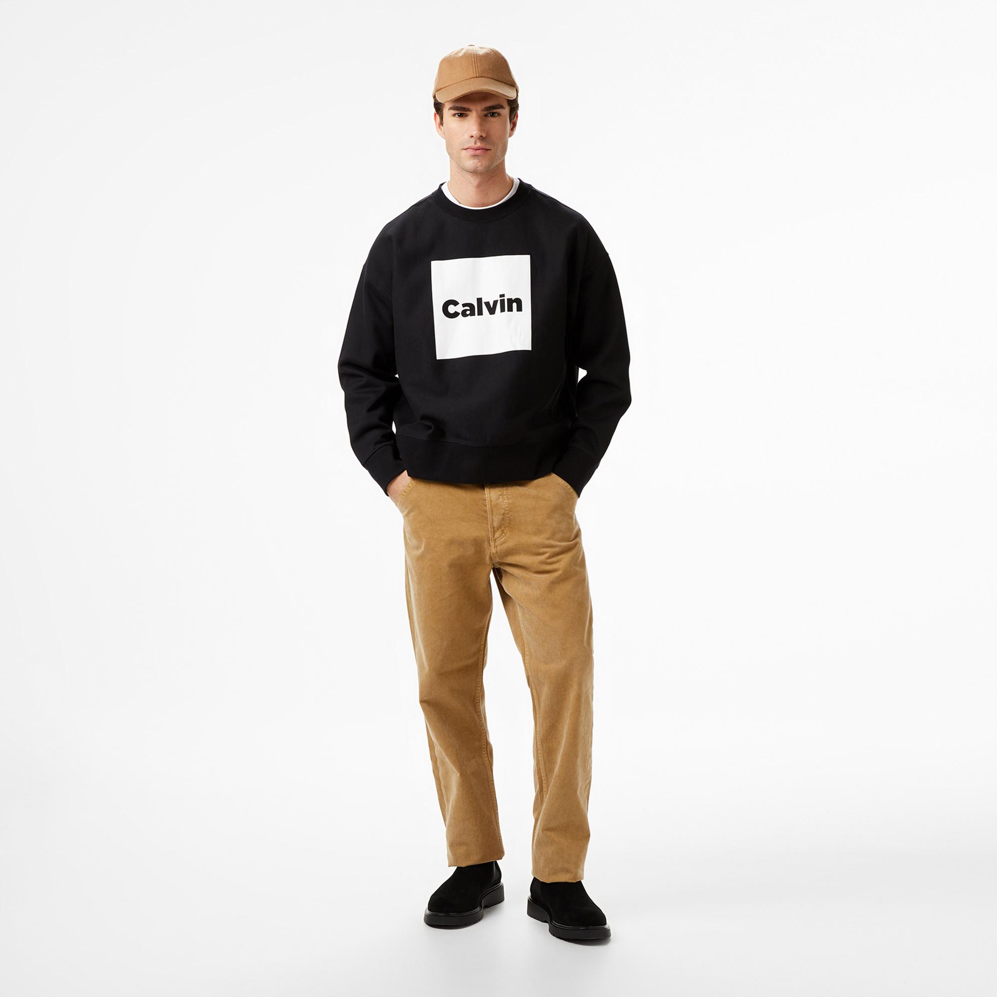 Calvin Klein Premium Fleece Box Erkek Siyah Sweatshirt