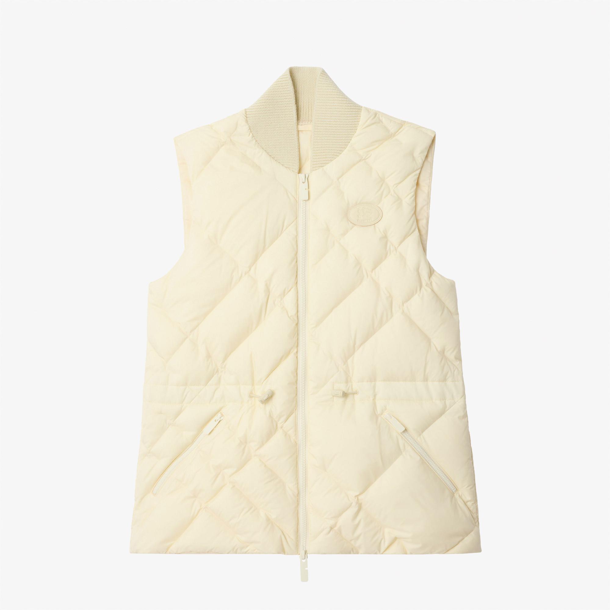 Burberry Check-Stitch Nylon Gilet Kadın Beyaz Yelek