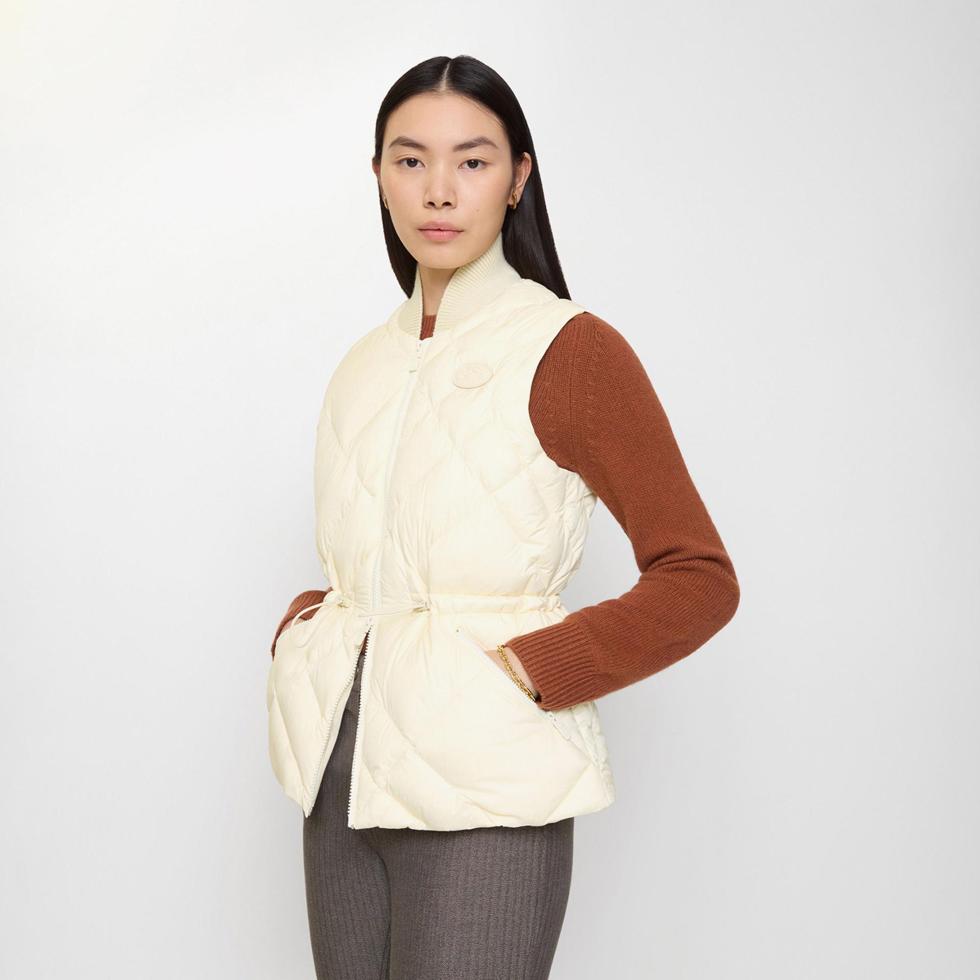 Burberry Check-Stitch Nylon Gilet Kadın Beyaz Yelek