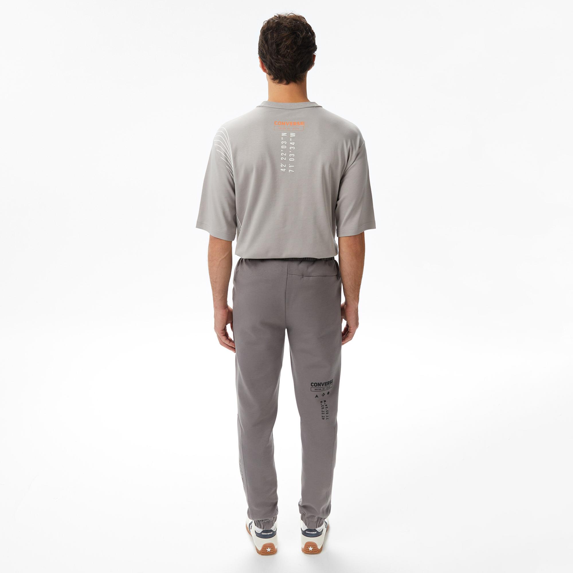 Converse Star Chevron Baskılı Erkek Oversize Fit Gri Eşofman Altı
