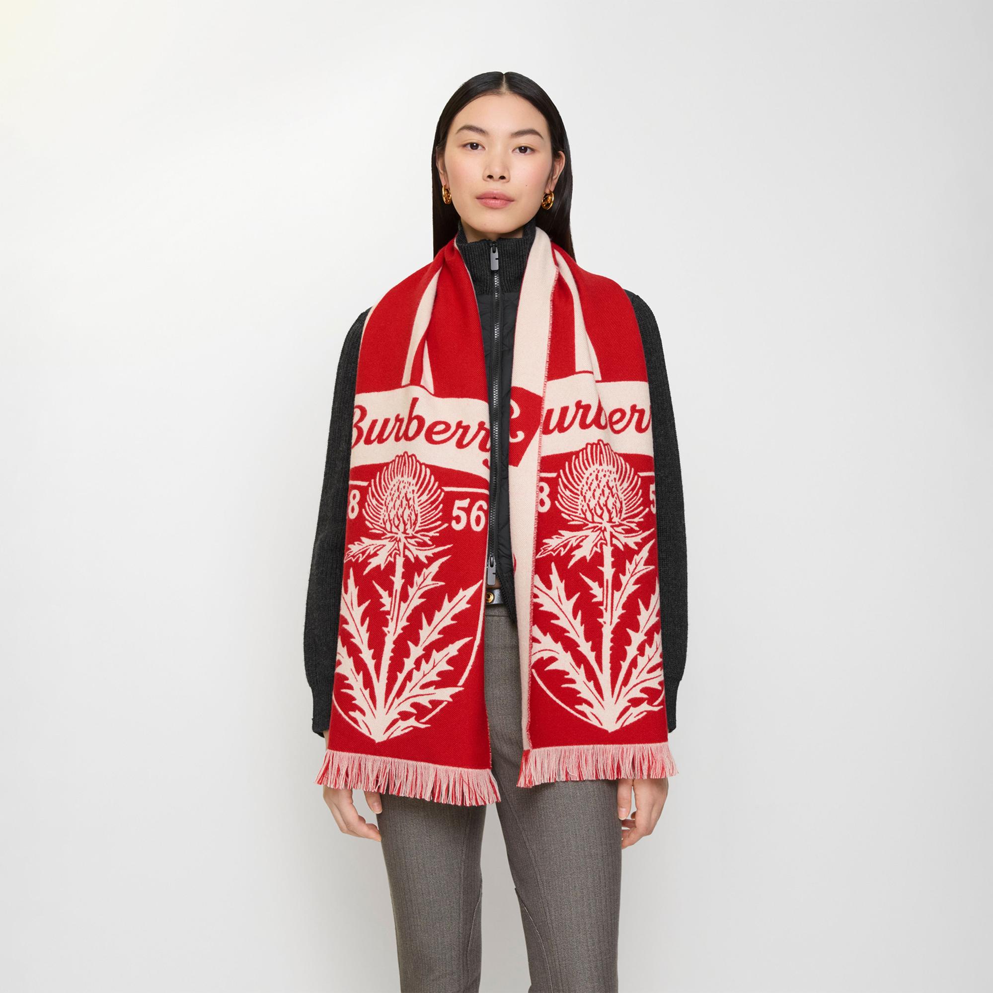 Burberry Thıstle Football Kadın Kırmızı Atkı