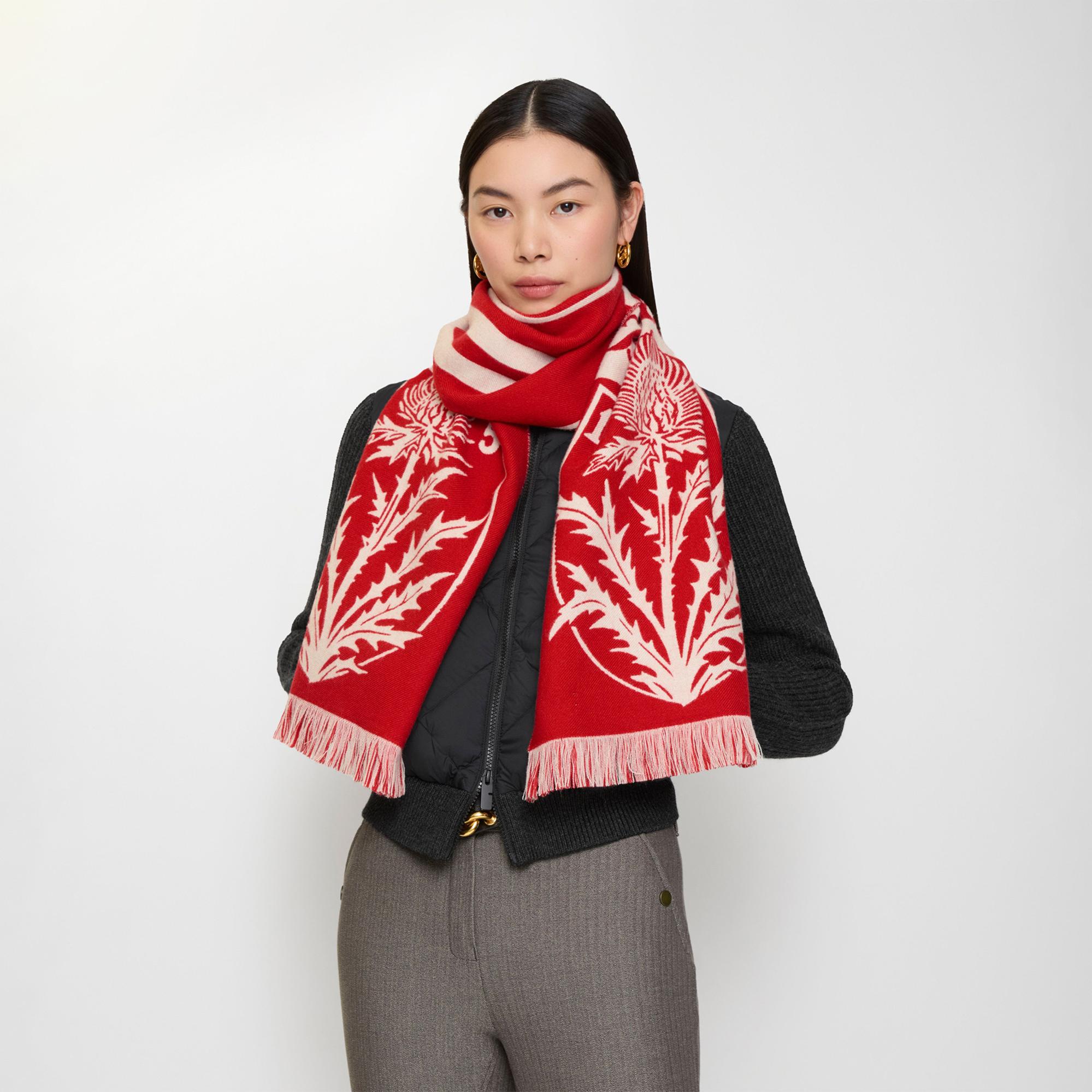 Burberry Thıstle Football Kadın Kırmızı Atkı