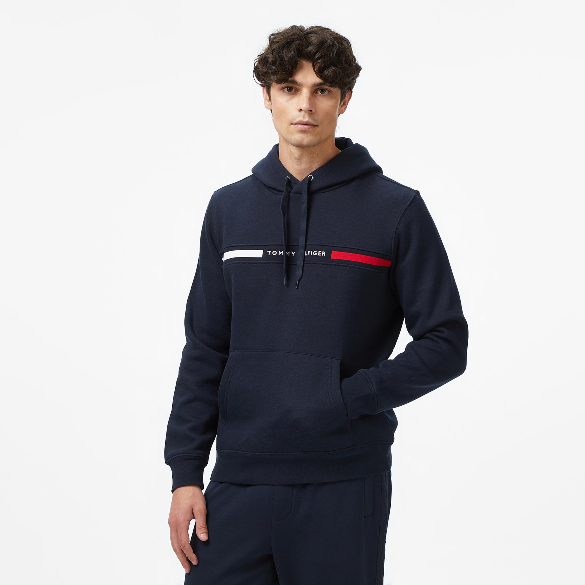 Tommy Hilfiger Chest Insert Erkek Lacivert Hoodie
