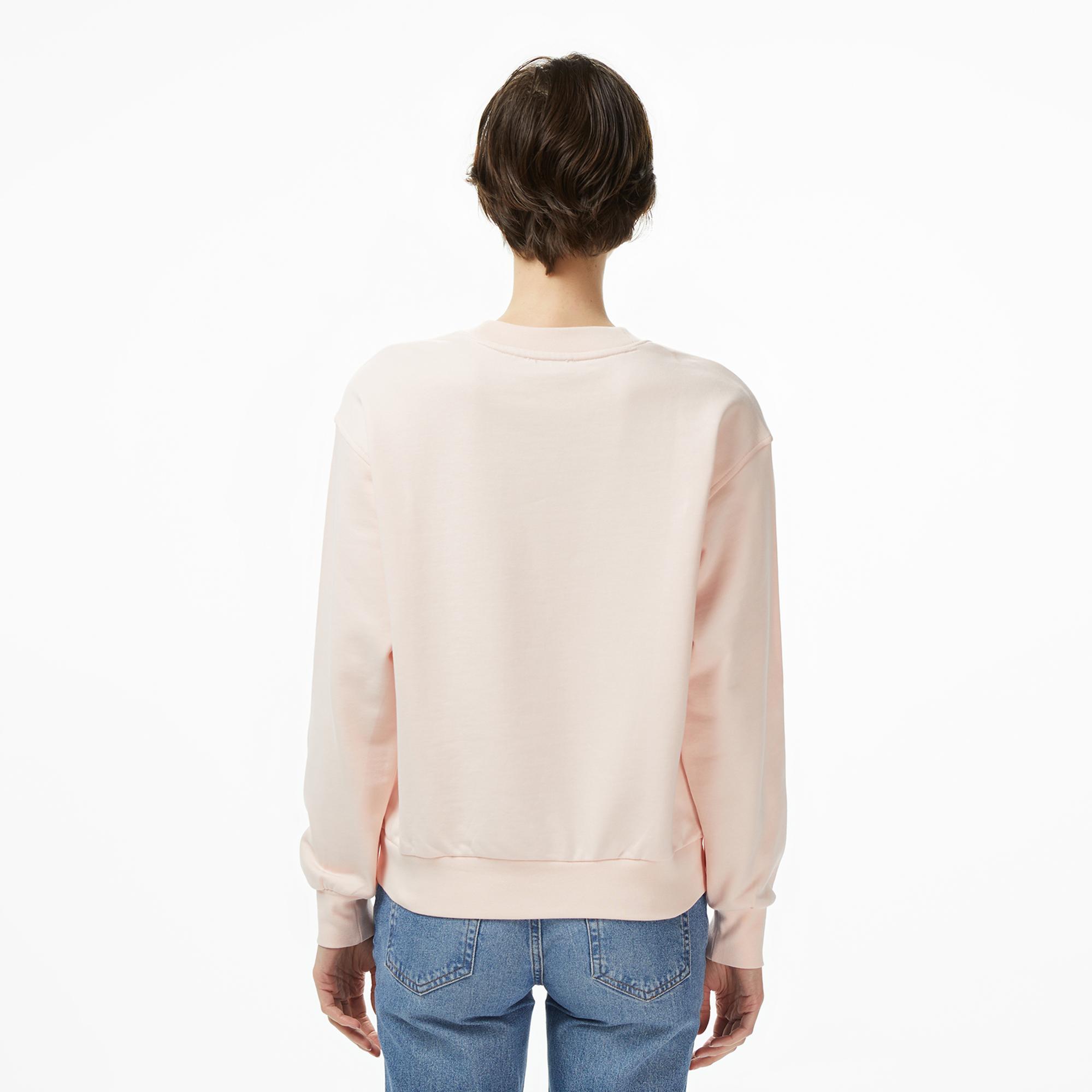 Calvin Klein Badge Logo Terry Crew Kadın Pembe Sweatshirt