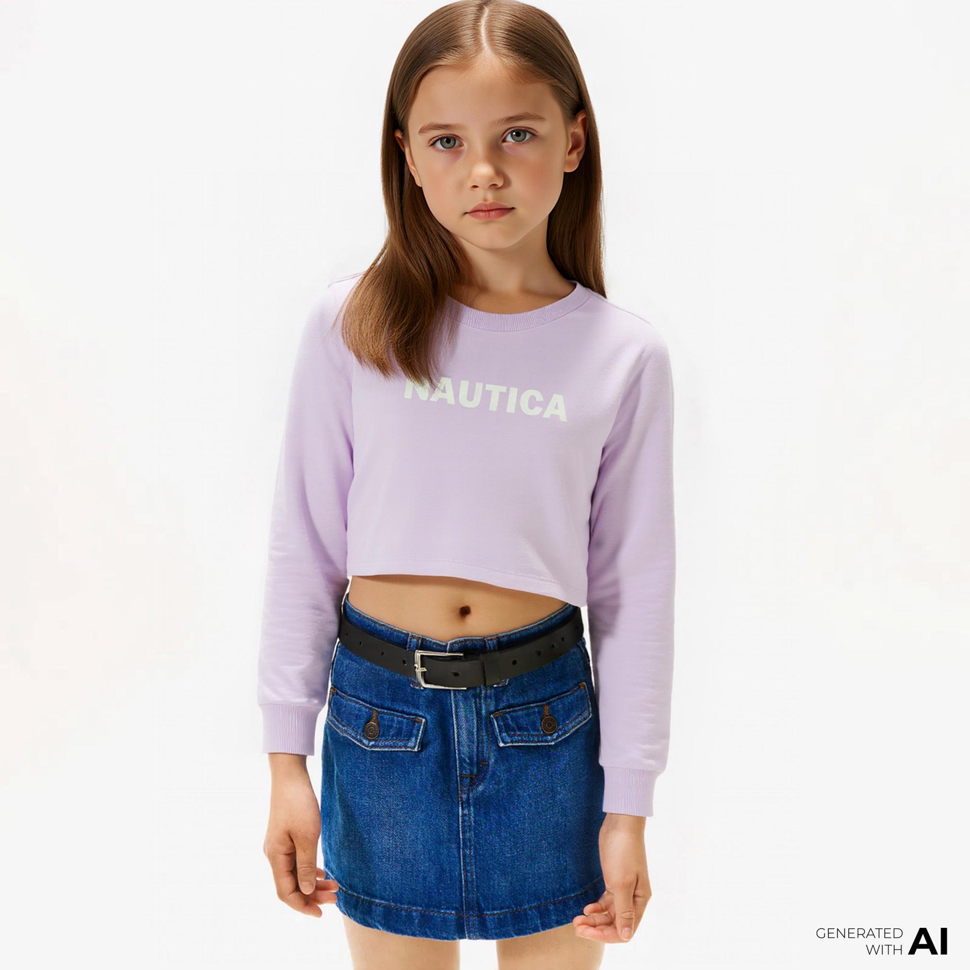 Nautica Kız Çocuk Mor Oversize Sweatshirt