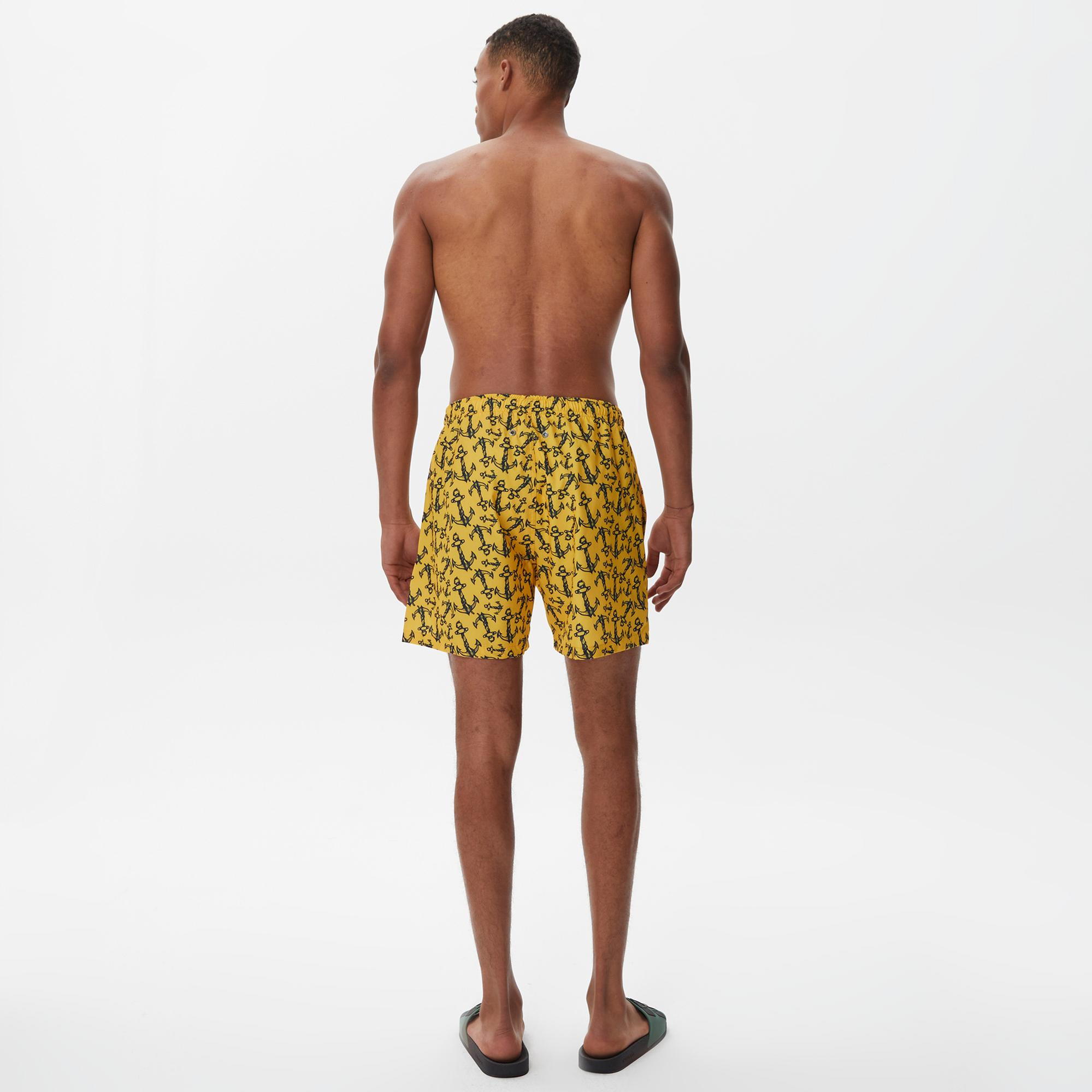 Nautica Erkek Sarı Baskılı Deniz Şortu
