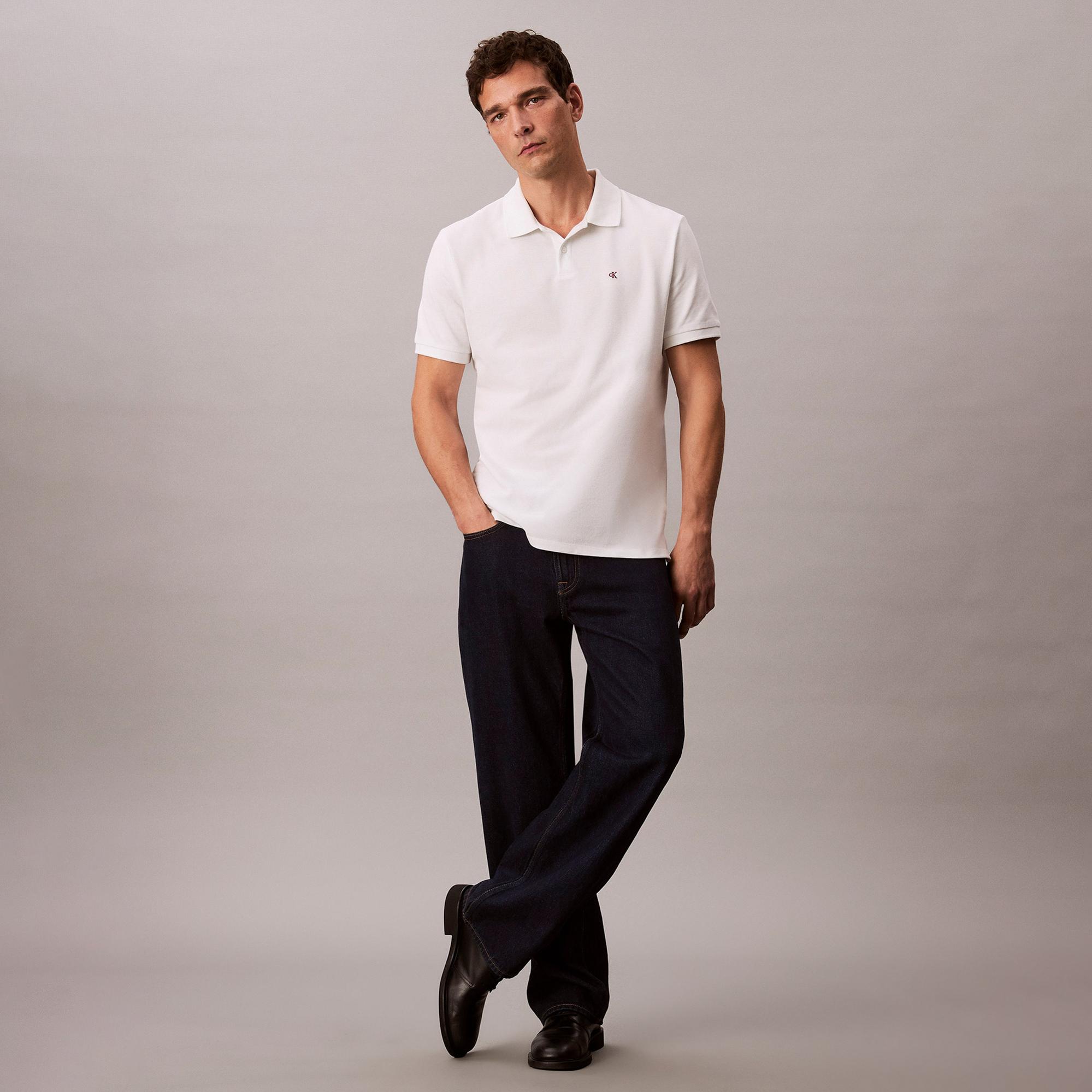 Calvin Klein Casual Pique Classic Erkek Beyaz Polo