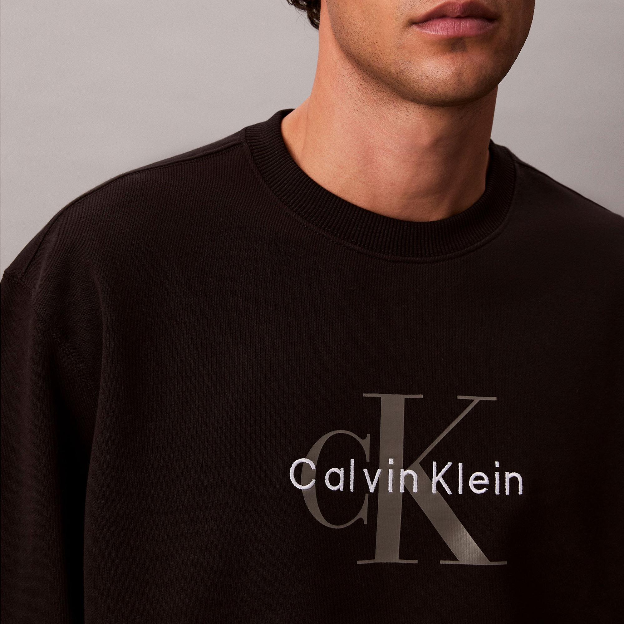 Calvin Klein Terry Monologo Erkek Siyah Sweatshirt