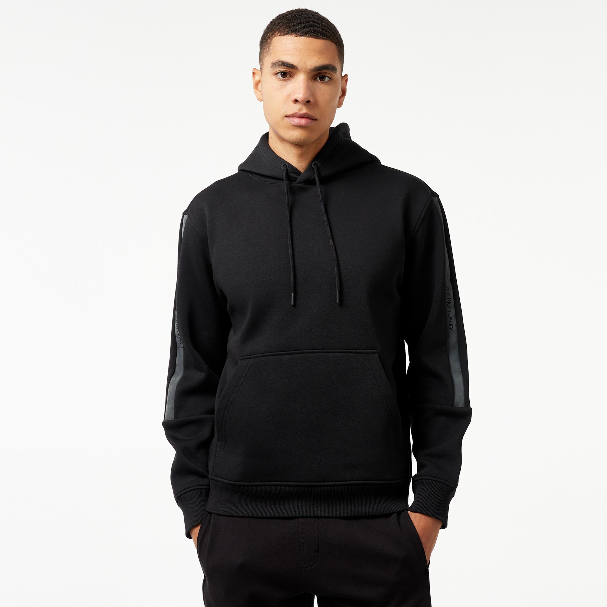 Calvin Klein Jeans Logo Tape Erkek Siyah Hoodie