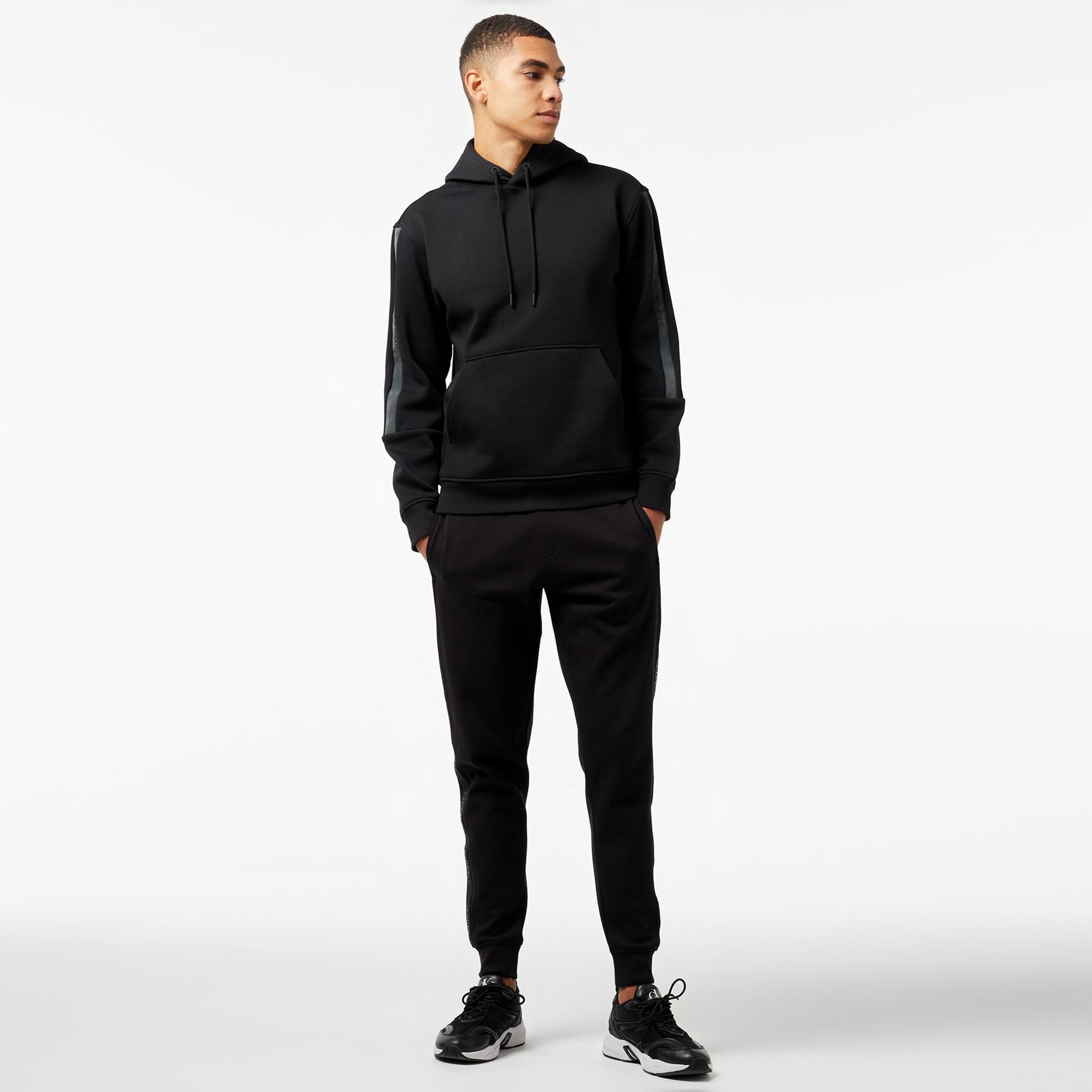 Calvin Klein Jeans Logo Tape Erkek Siyah Hoodie