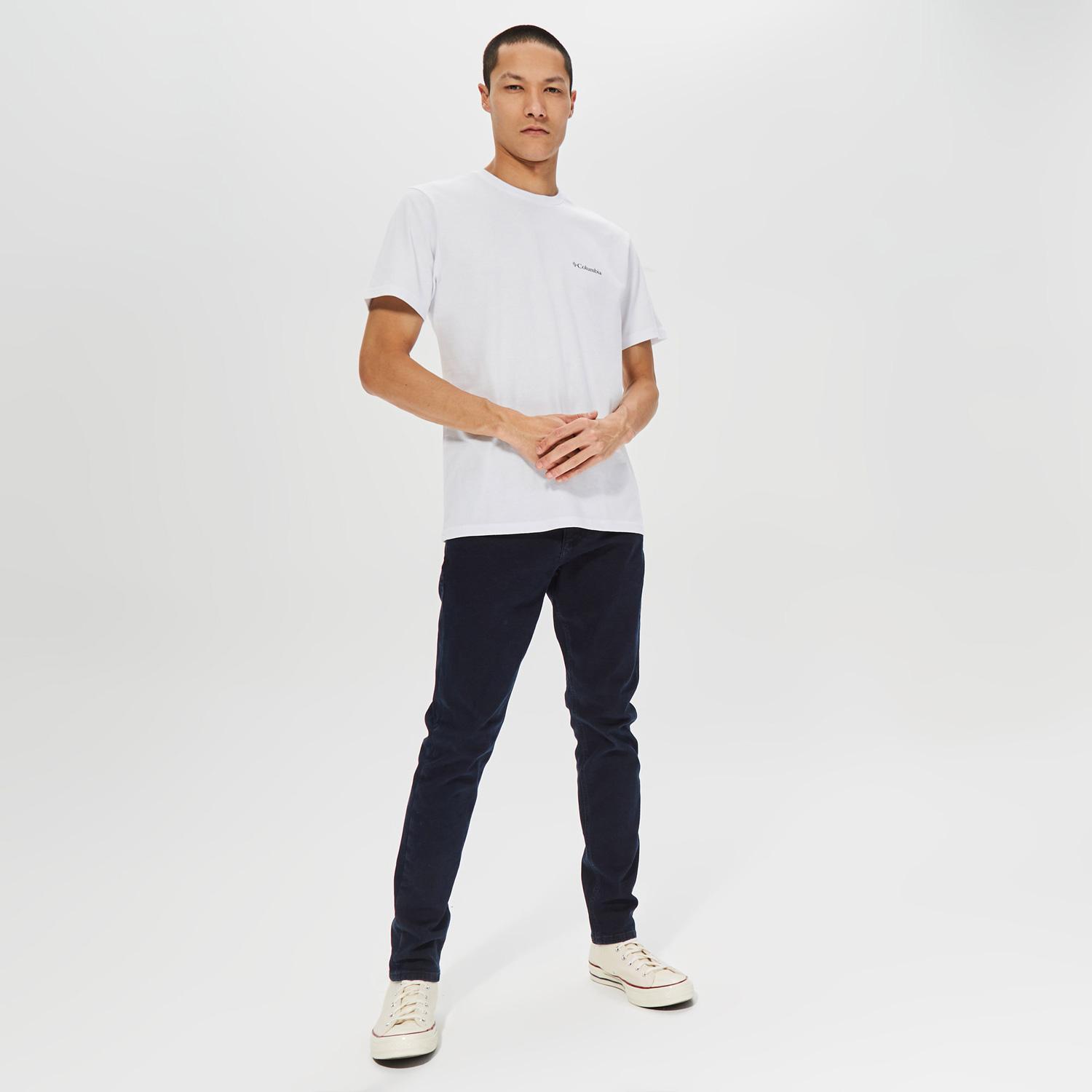 Columbia Basic Sm Logo Brushed Erkek Beyaz T-Shirt