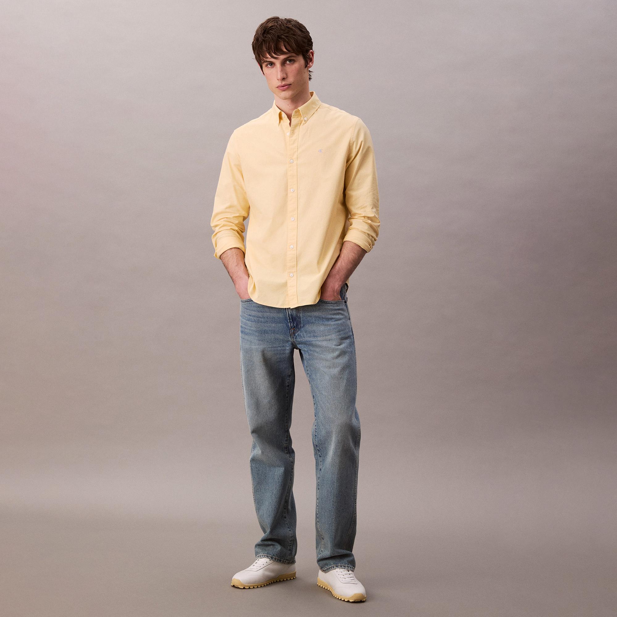 Calvin Klein Solid Oxford Classic Erkek Sarı Gömlek