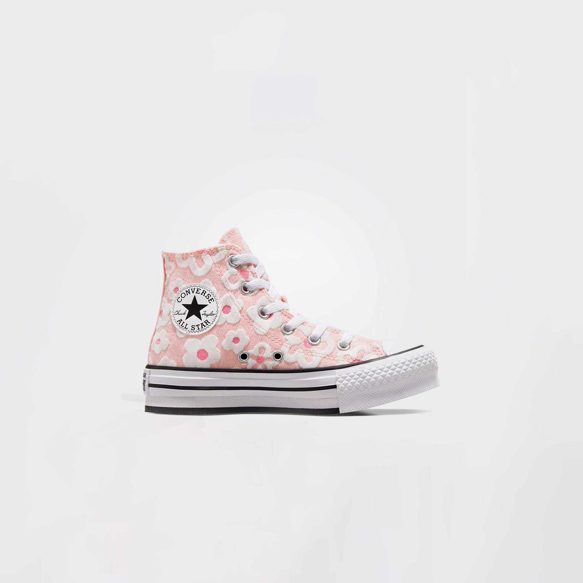 Converse Chuck Taylor All Star Lift Platform Floral Embroidery Çocuk Pembe Sneaker