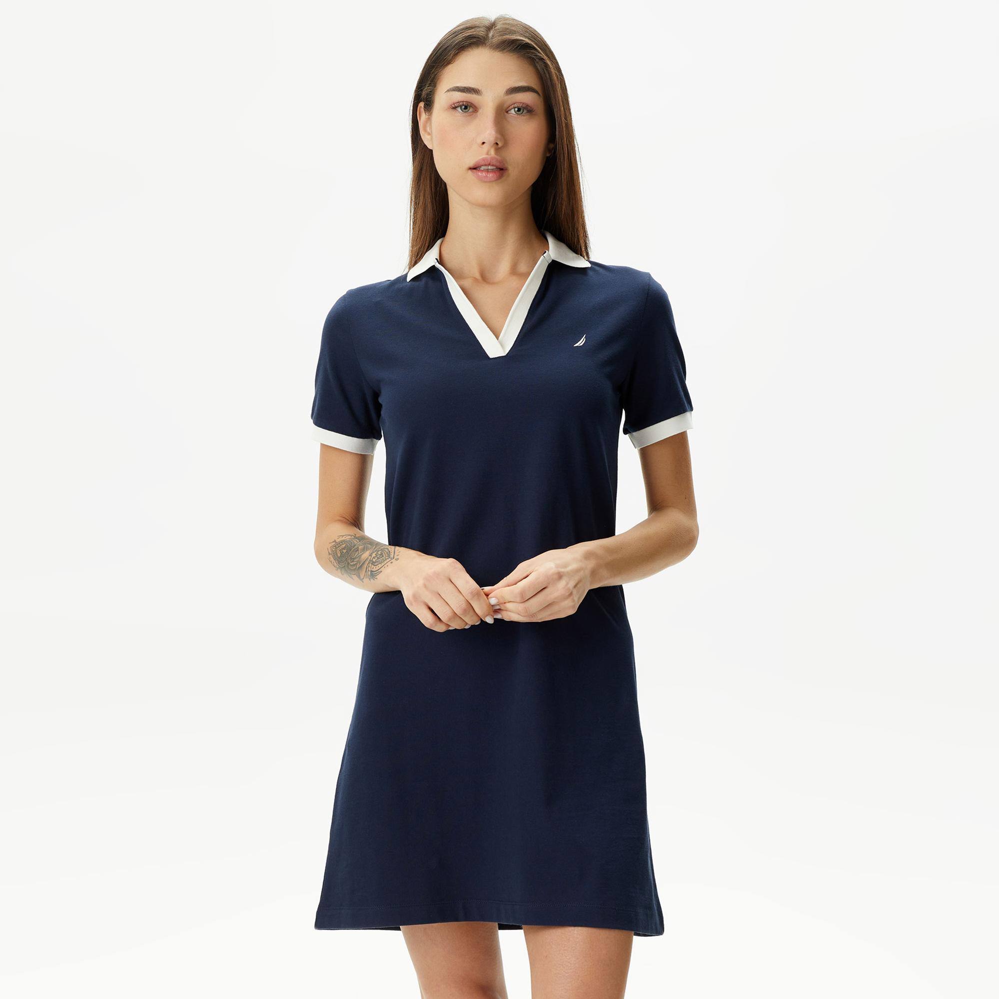 Nautica Kadın Lacivert Standart Fit Kısa Kollu Elbise
