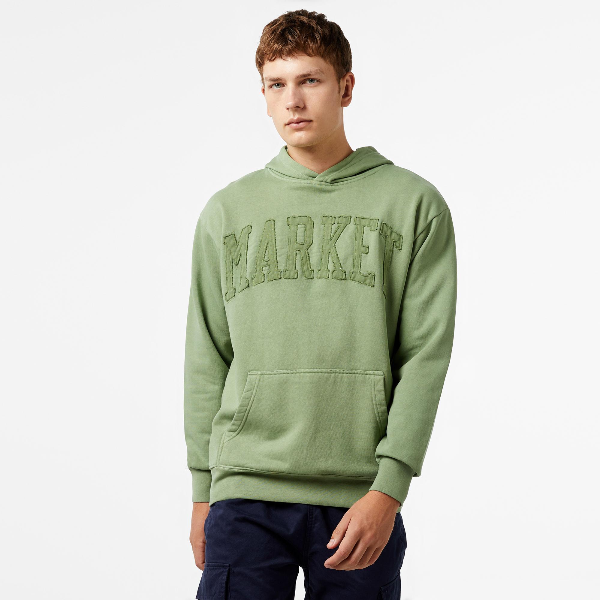 Market Vintage Wash Arc Erkek Haki Hoodie